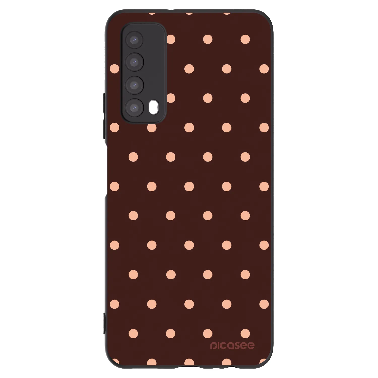 Picasee Μαύρη θήκη σιλικόνης για Huawei P Smart 2021 - Peach Dots & Chocolate