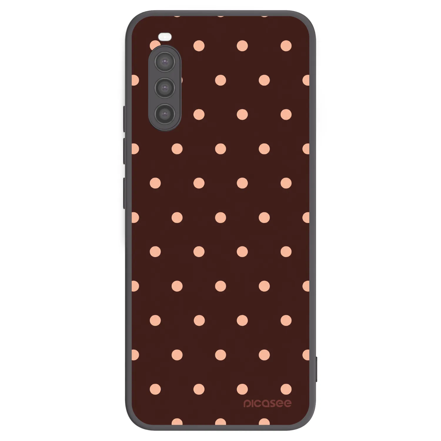 Picasee Μαύρη θήκη σιλικόνης για Sony Xperia 10 II - Peach Dots & Chocolate
