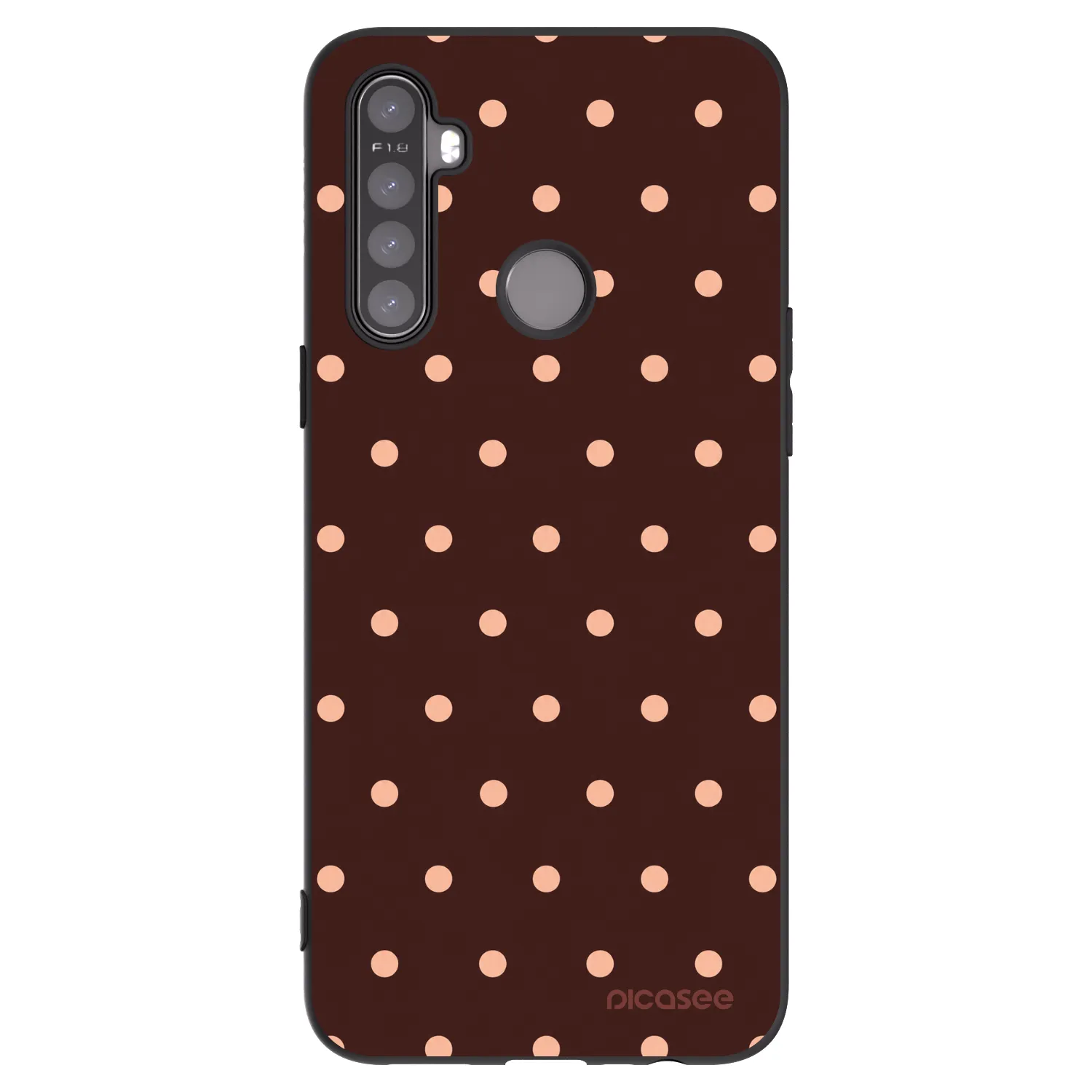 Picasee Μαύρη θήκη σιλικόνης για Realme 5 - Peach Dots & Chocolate