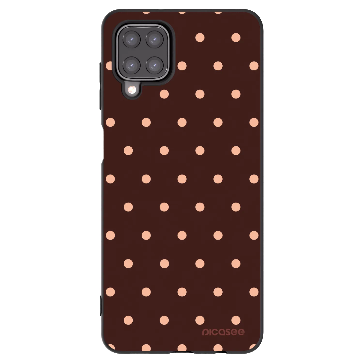 Picasee Μαύρη θήκη σιλικόνης για Samsung Galaxy A12 A125F - Peach Dots & Chocolate