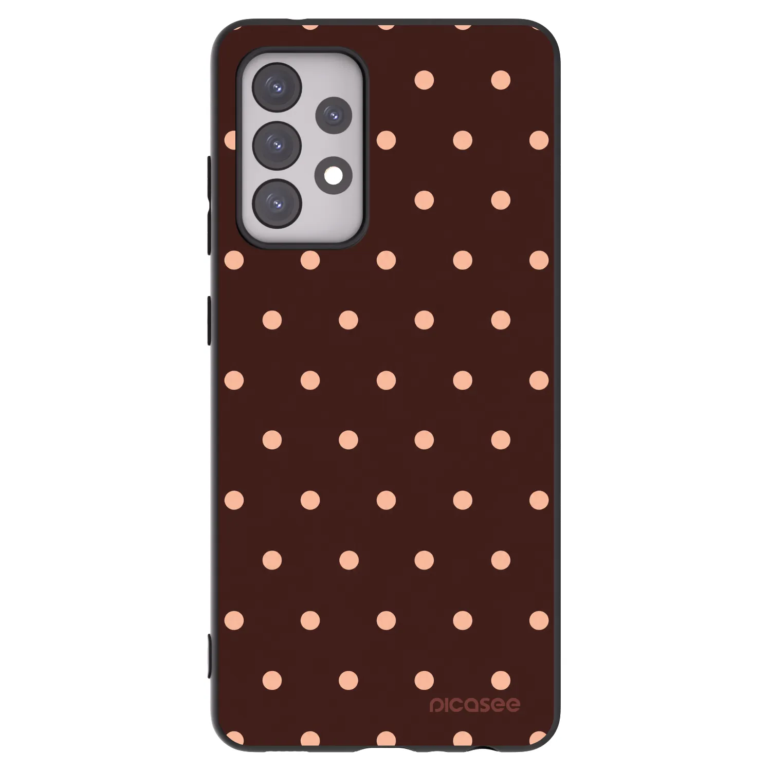 Picasee Μαύρη θήκη σιλικόνης για Samsung Galaxy A52 5G A525F - Peach Dots & Chocolate