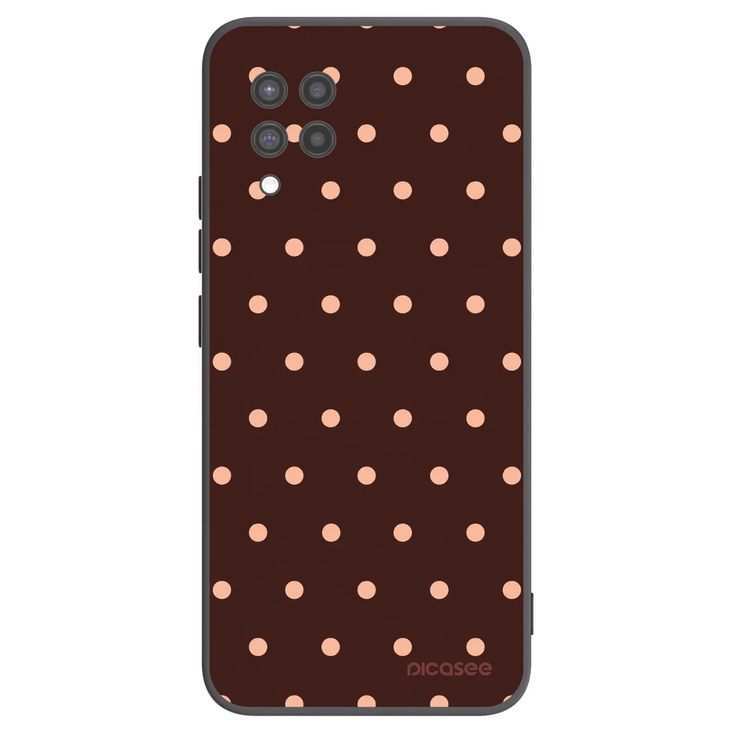 Picasee Μαύρη θήκη σιλικόνης για Samsung Galaxy A42 A426B - Peach Dots & Chocolate