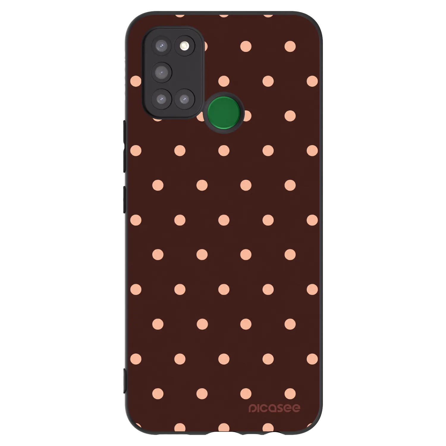 Picasee Μαύρη θήκη σιλικόνης για Realme 7i - Peach Dots & Chocolate