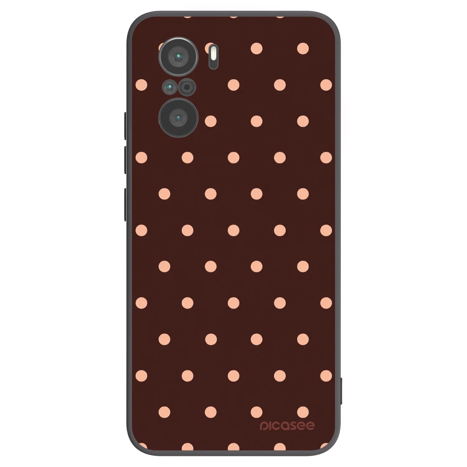 Picasee Μαύρη θήκη σιλικόνης για Xiaomi Poco F3 - Peach Dots & Chocolate