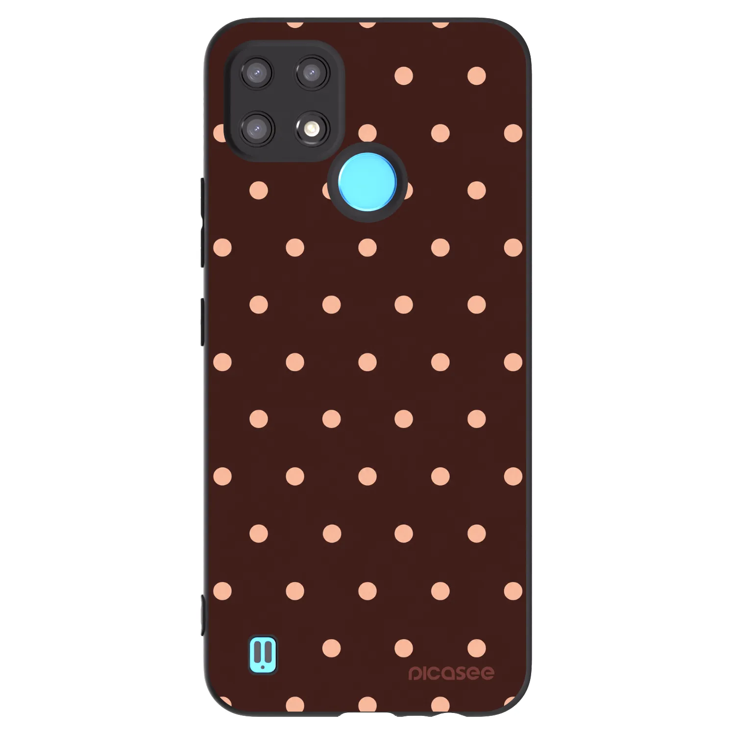 Picasee Μαύρη θήκη σιλικόνης για Realme C21 - Peach Dots & Chocolate