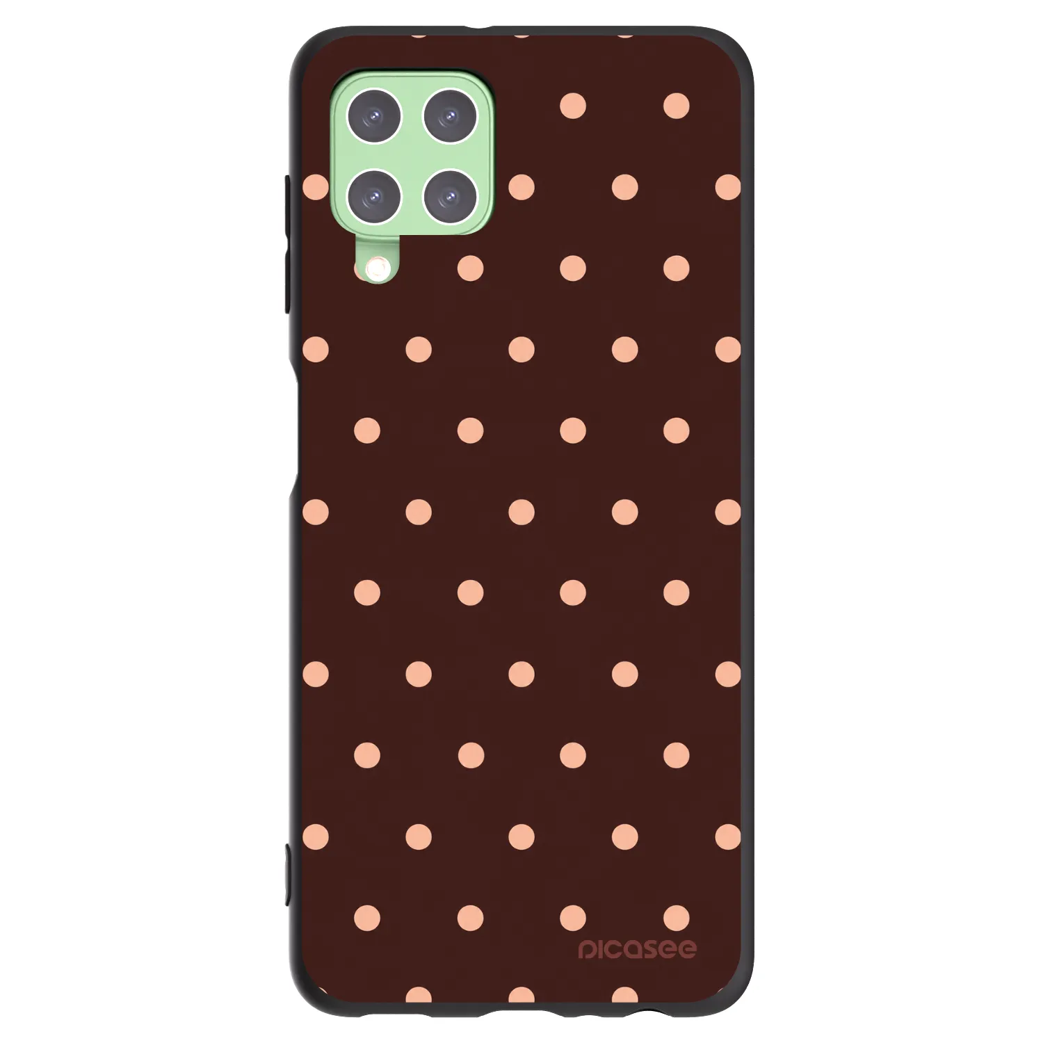 Picasee Μαύρη θήκη σιλικόνης για Samsung Galaxy A22 A225F 4G - Peach Dots & Chocolate