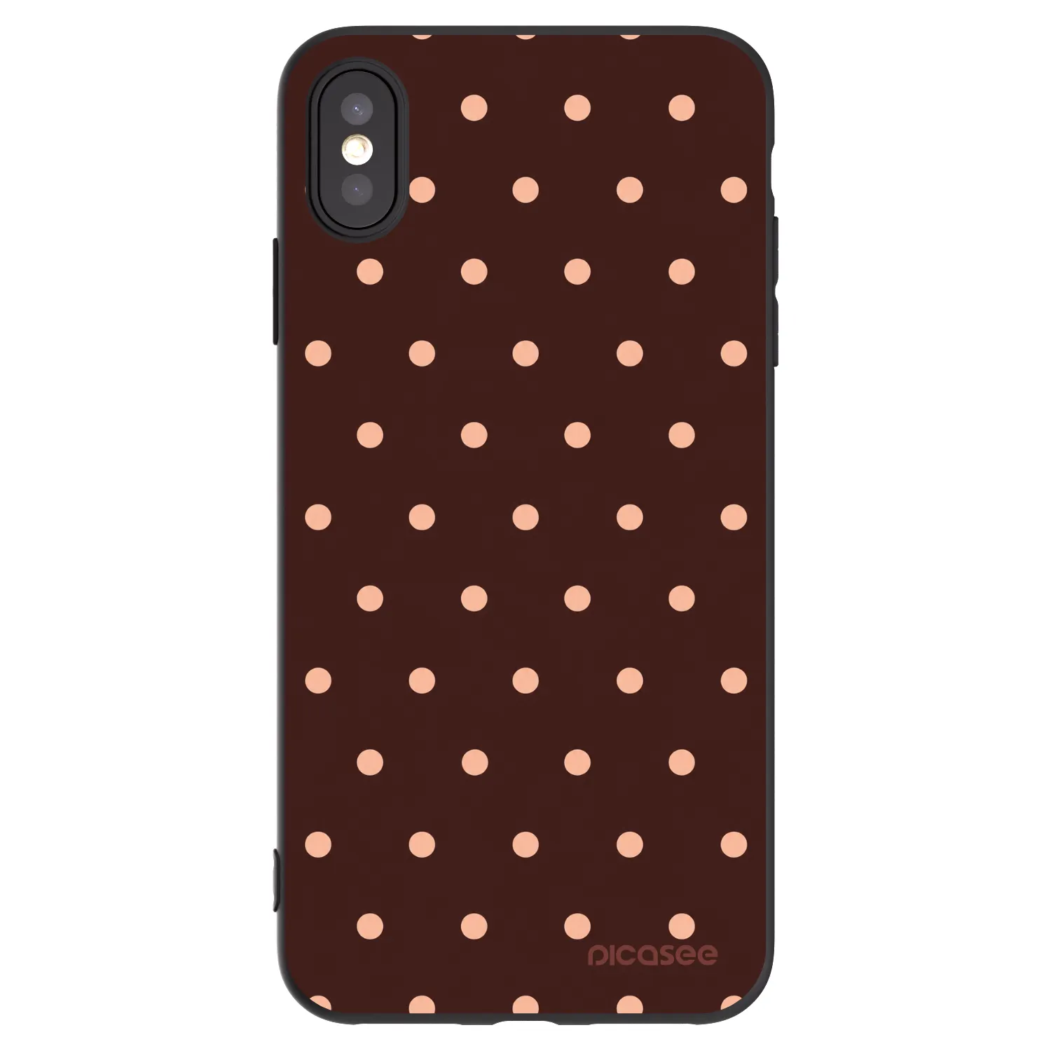 Picasee Μαύρη θήκη σιλικόνης για Apple iPhone XS Max - Peach Dots & Chocolate