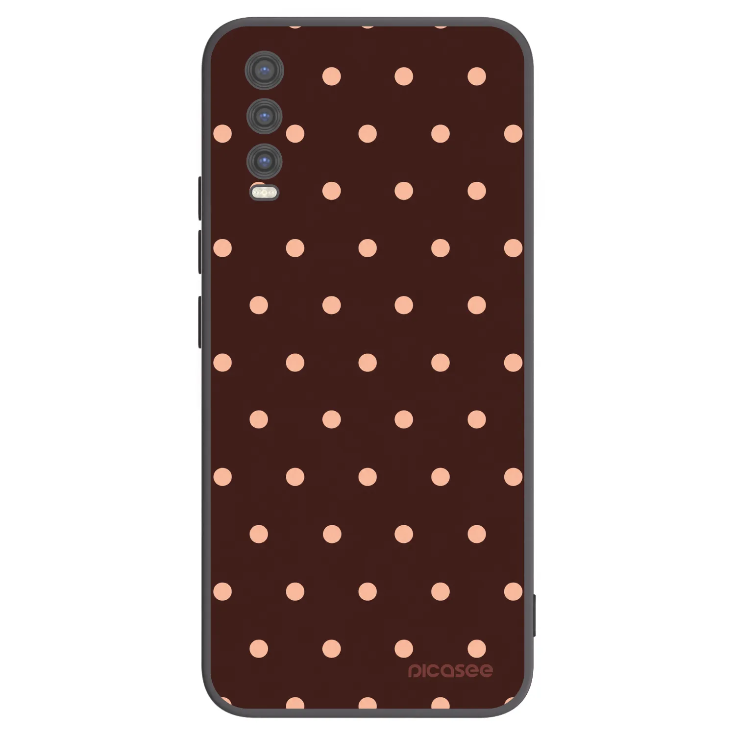 Picasee Μαύρη θήκη σιλικόνης για Vivo Y20s - Peach Dots & Chocolate