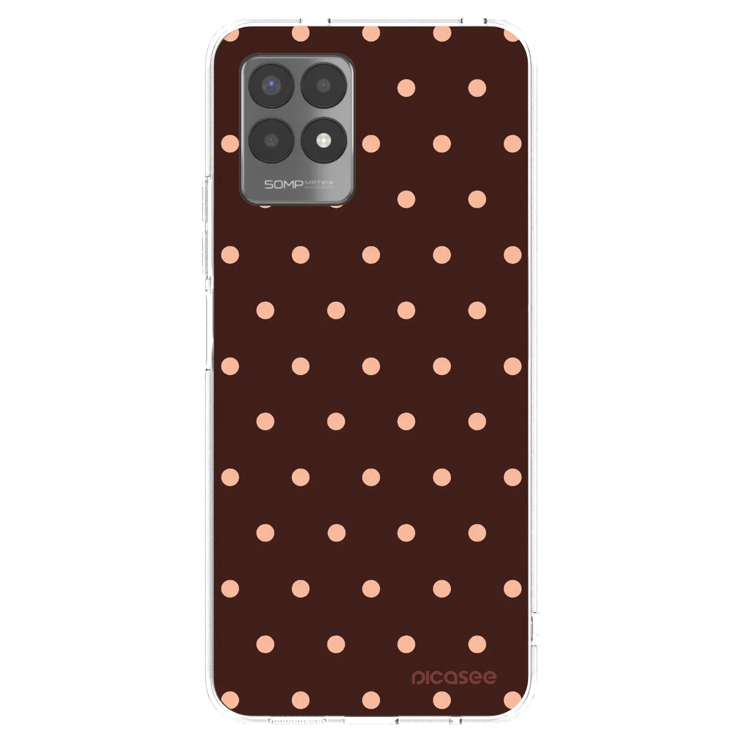 Picasee διαφανής θήκη σιλικόνης Realme 8i - Peach Dots & Chocolate