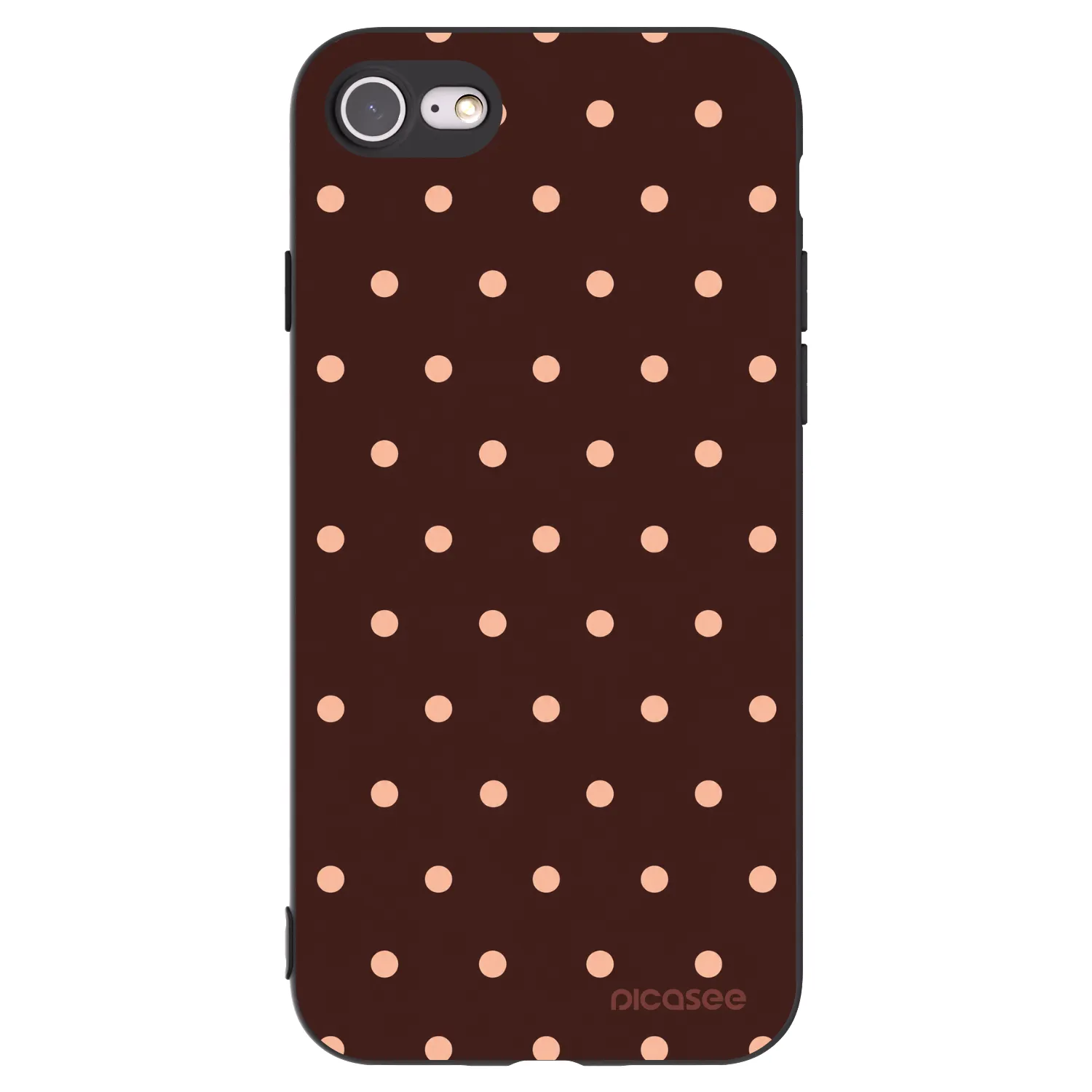 Picasee Μαύρη θήκη σιλικόνης για Apple iPhone SE 2022 - Peach Dots & Chocolate