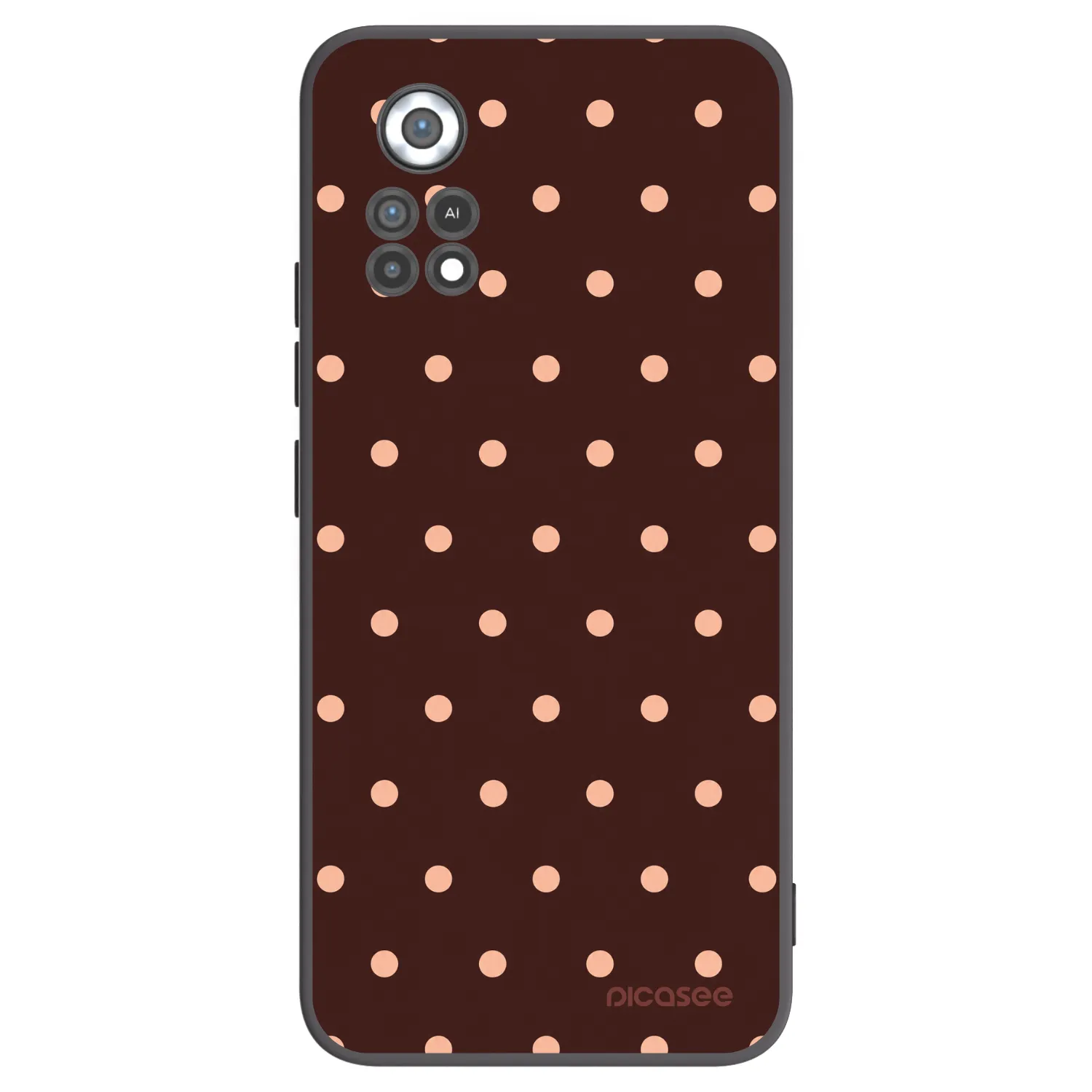 Picasee Μαύρη θήκη σιλικόνης για Xiaomi Poco X4 Pro 5G - Peach Dots & Chocolate