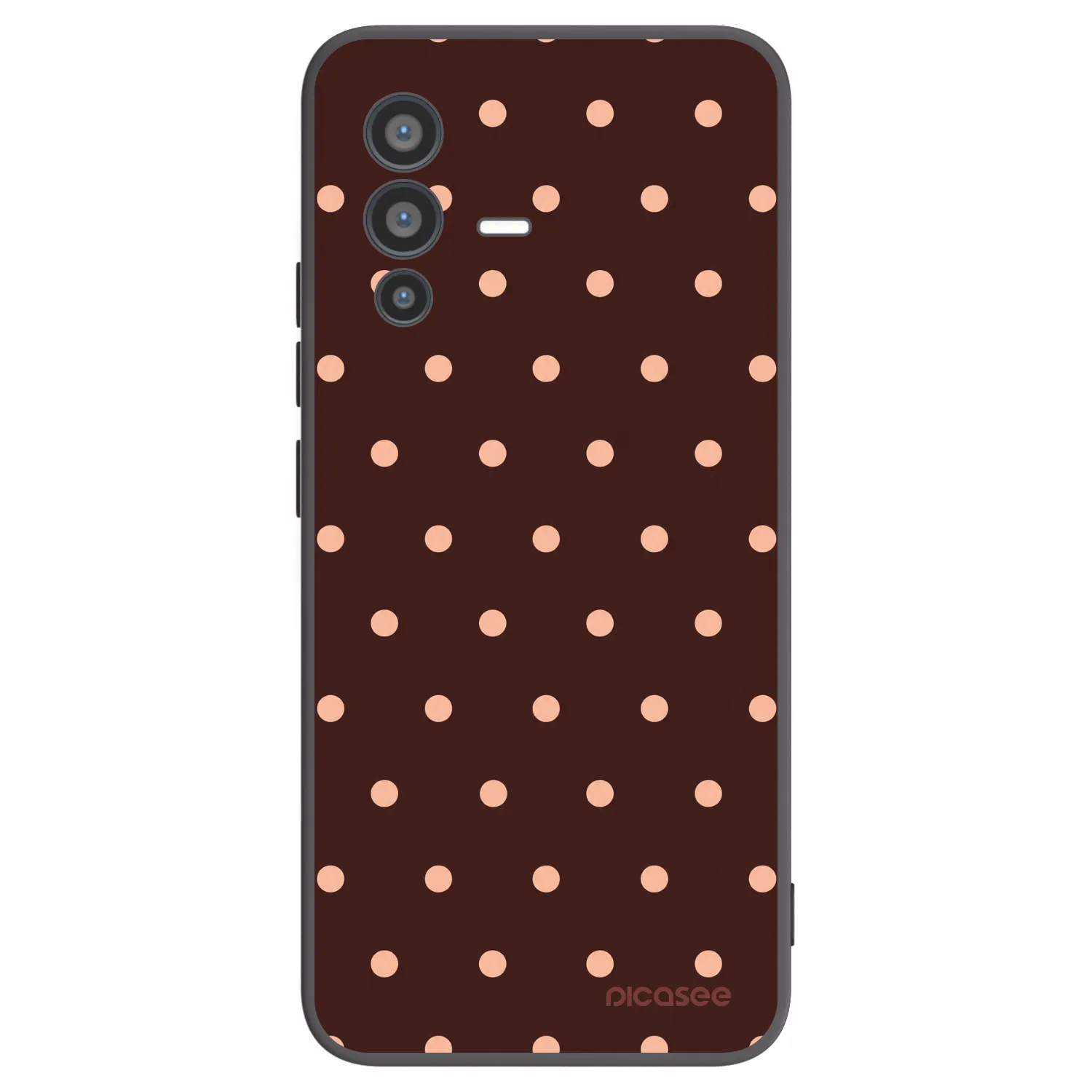 Picasee Μαύρη θήκη σιλικόνης για Vivo V23 5G - Peach Dots & Chocolate