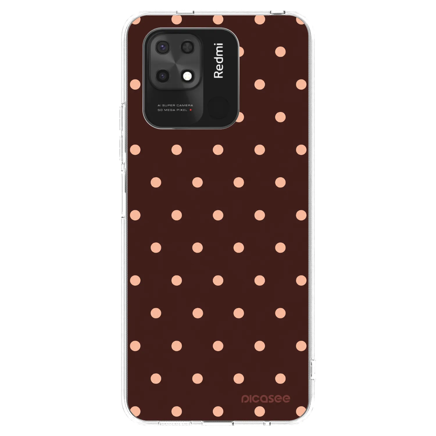 Picasee διαφανής θήκη σιλικόνης Xiaomi Redmi 10C - Peach Dots & Chocolate