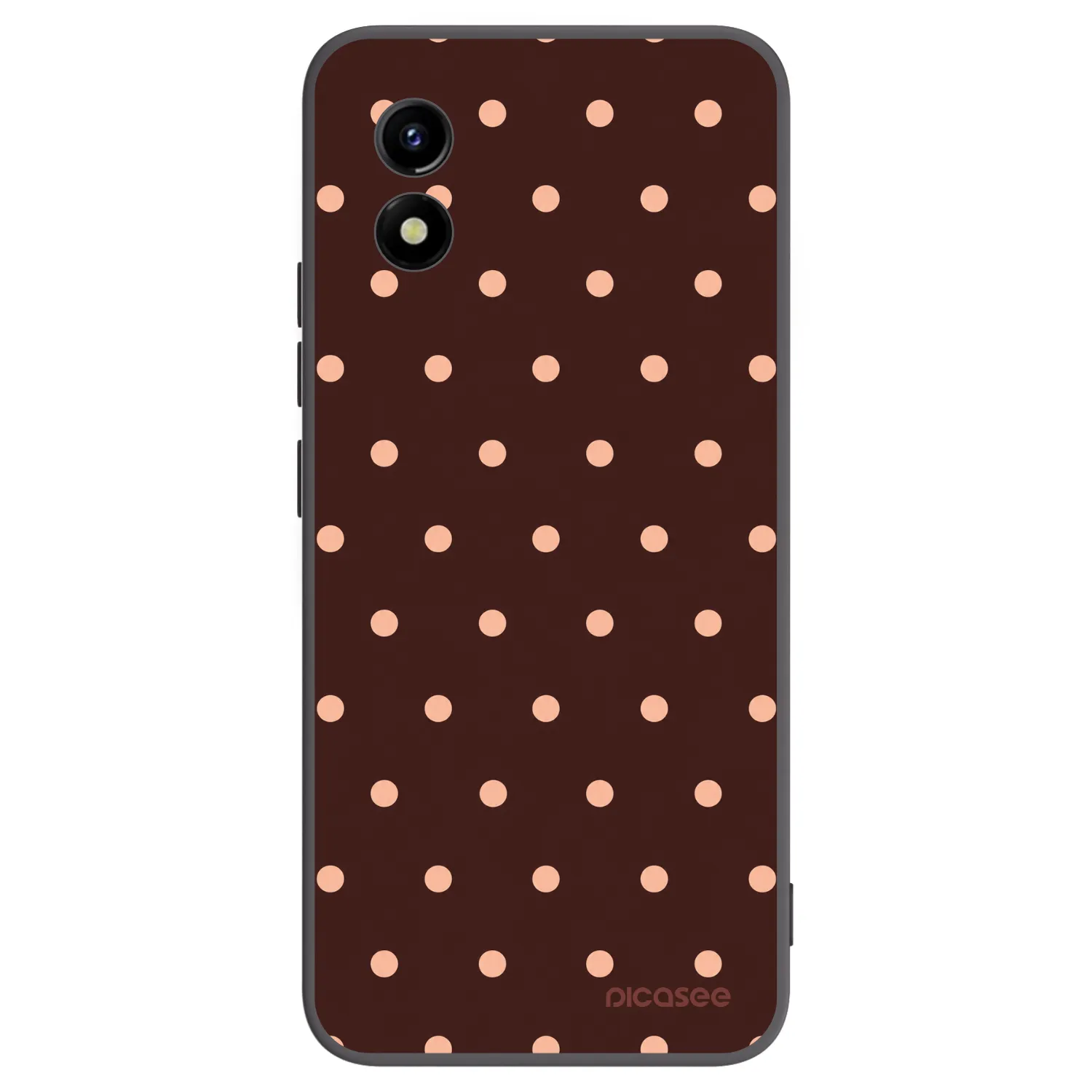 Picasee Μαύρη θήκη σιλικόνης για Vivo Y01 - Peach Dots & Chocolate