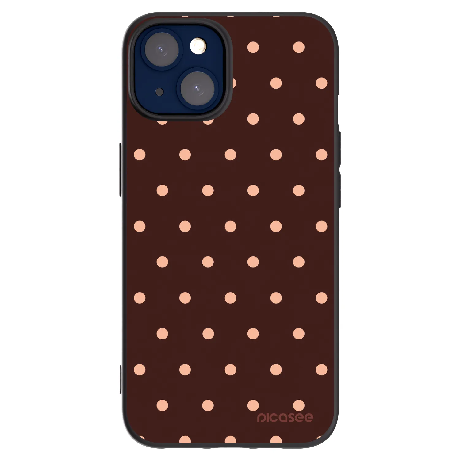 Picasee Μαύρη θήκη σιλικόνης για Apple iPhone 14 - Peach Dots & Chocolate