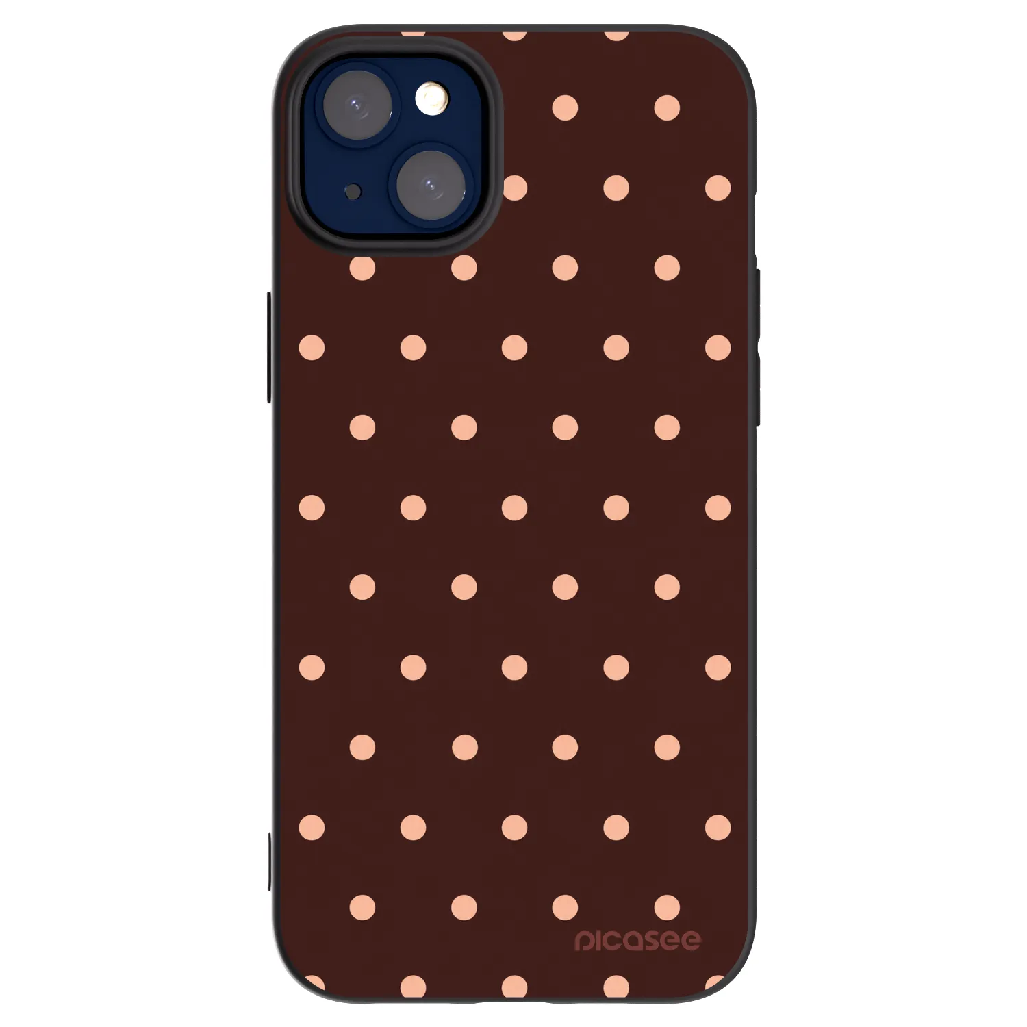 Picasee Μαύρη θήκη σιλικόνης για Apple iPhone 14 Plus - Peach Dots & Chocolate