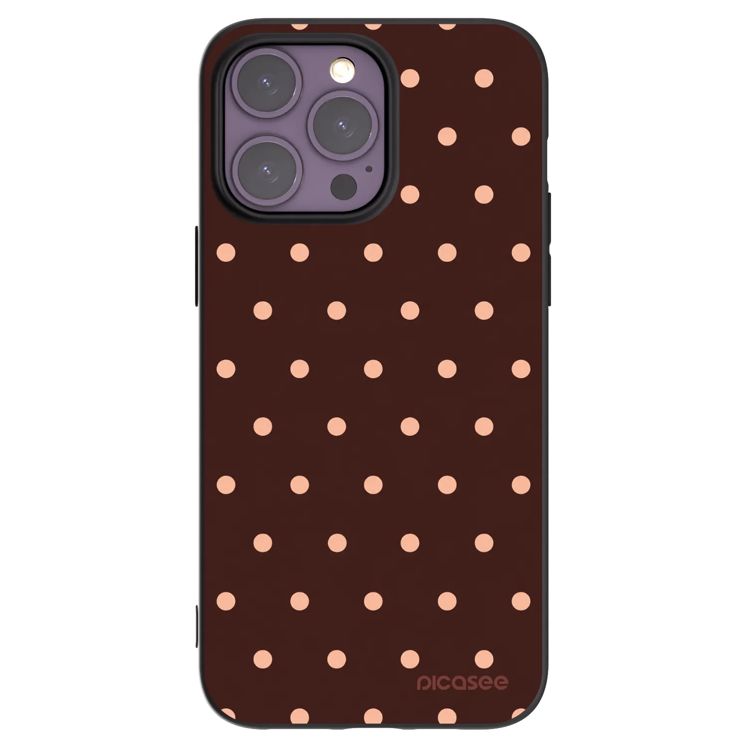 Picasee Μαύρη θήκη σιλικόνης για Apple iPhone 14 Pro Max - Peach Dots & Chocolate