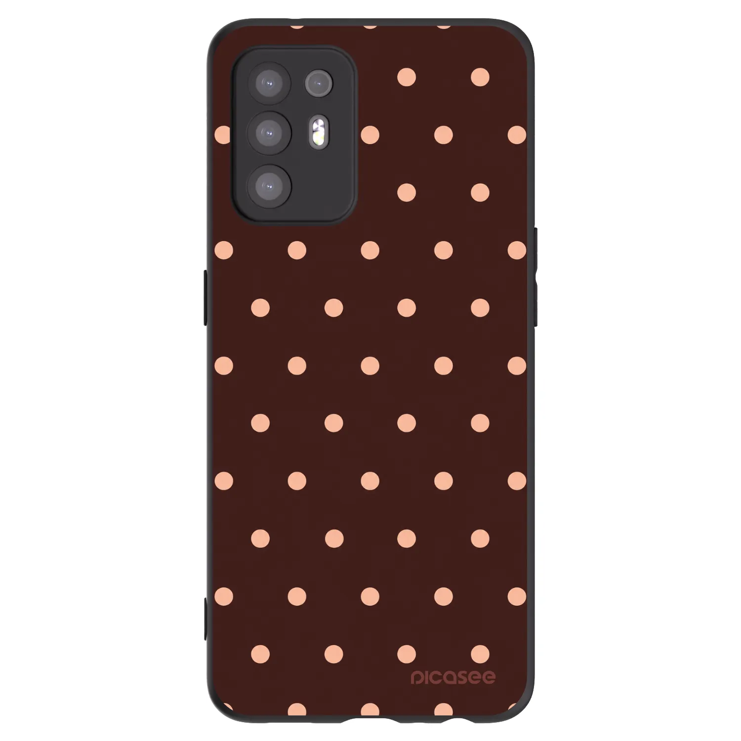 Picasee Μαύρη θήκη σιλικόνης για OPPO A94 5G - Peach Dots & Chocolate