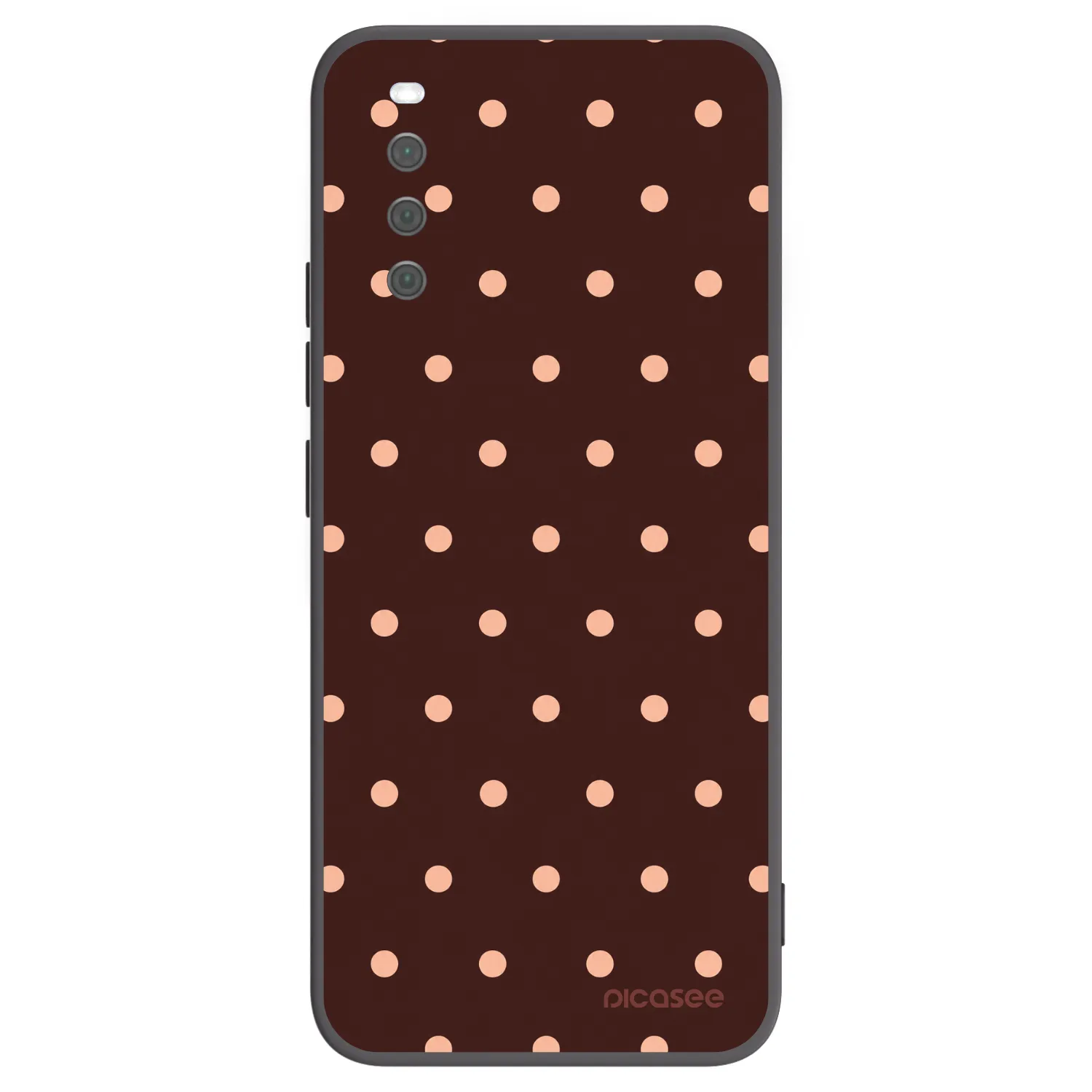 Picasee Μαύρη θήκη σιλικόνης για Sony Xperia 10 III - Peach Dots & Chocolate
