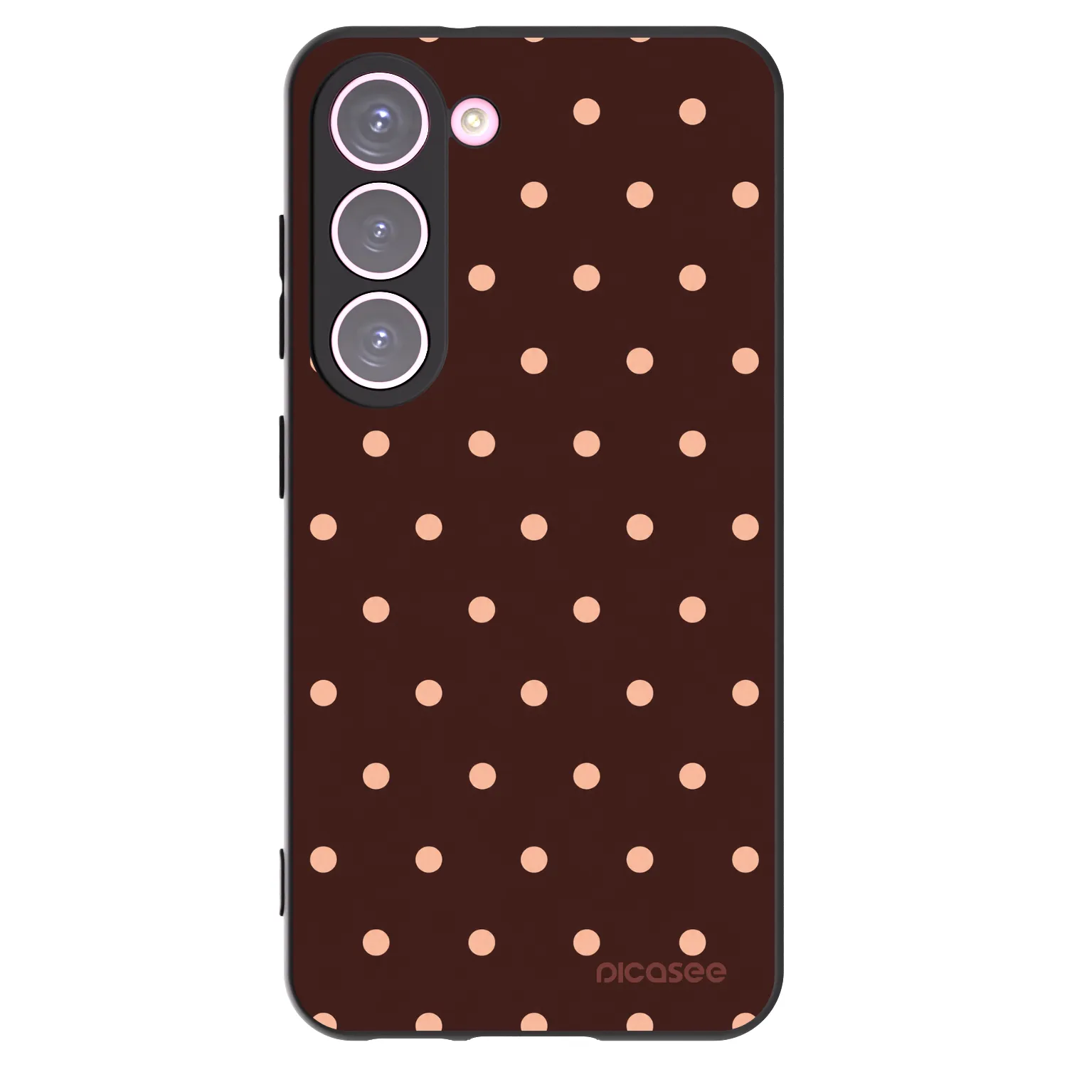 Picasee Μαύρη θήκη σιλικόνης για Samsung Galaxy S23 5G - Peach Dots & Chocolate