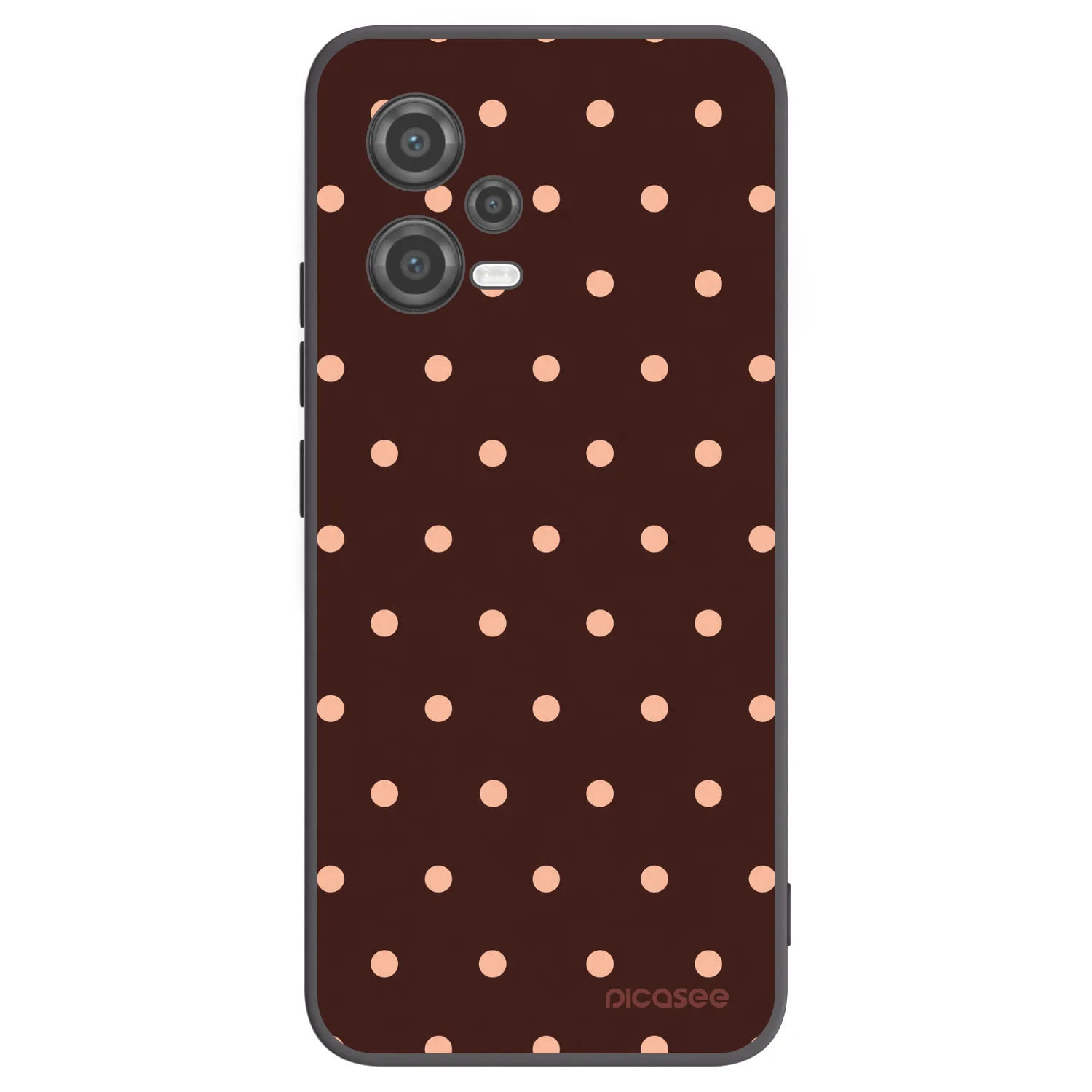 Picasee Μαύρη θήκη σιλικόνης για Xiaomi Poco X5 - Peach Dots & Chocolate