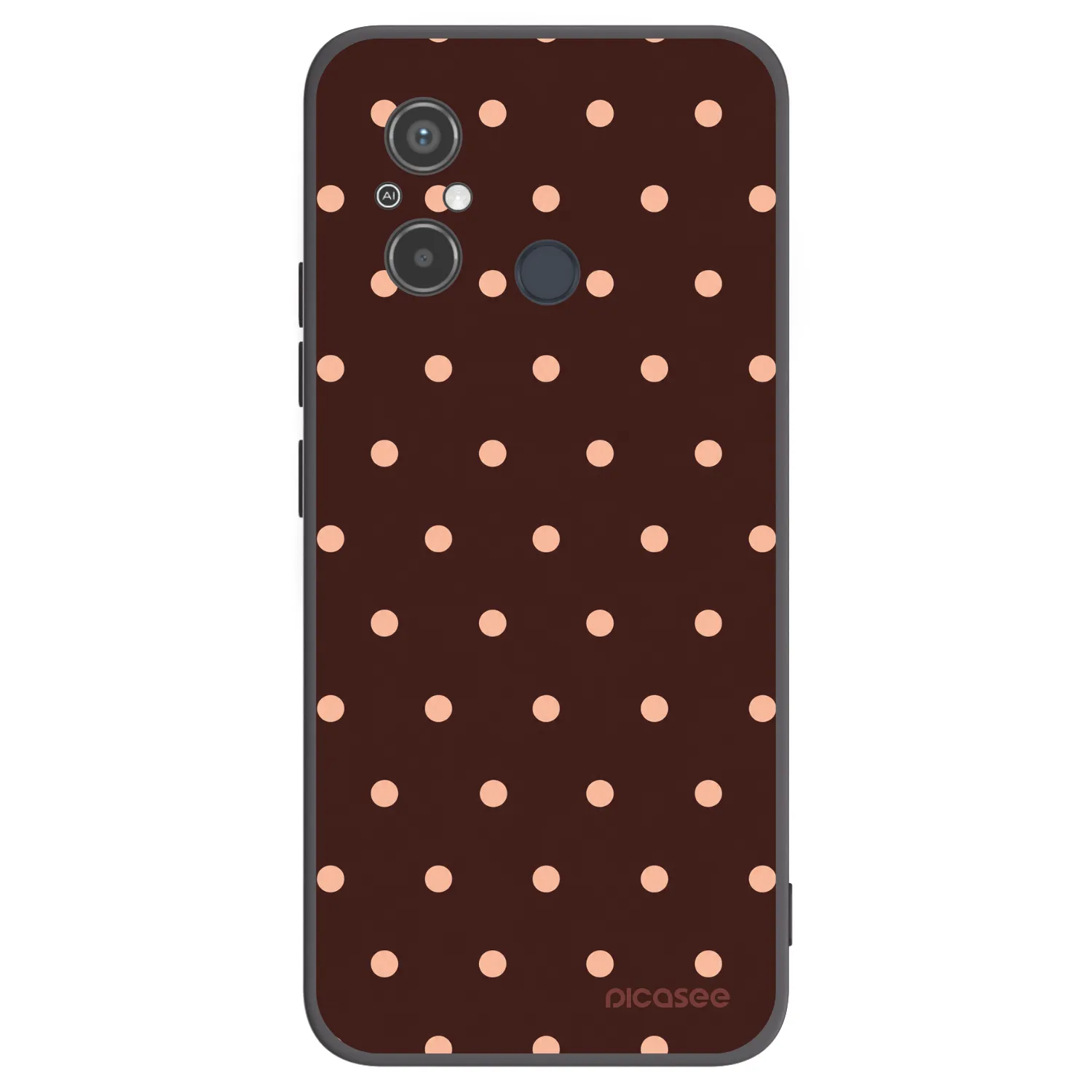 Picasee Μαύρη θήκη σιλικόνης για Xiaomi Redmi 12C - Peach Dots & Chocolate