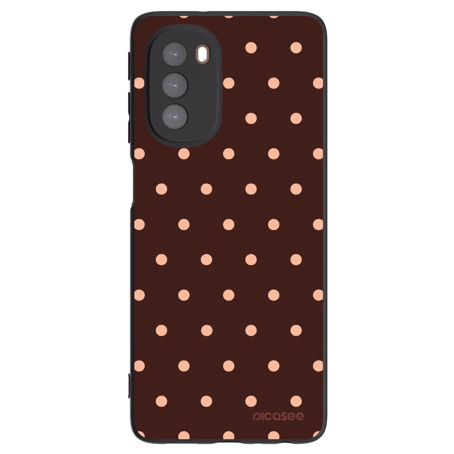 Picasee Μαύρη θήκη σιλικόνης για Motorola Moto G51 - Peach Dots & Chocolate