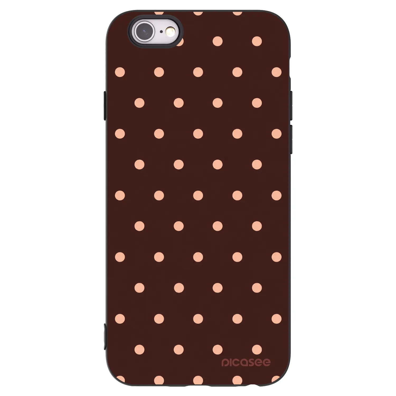 Picasee Μαύρη θήκη σιλικόνης για Apple iPhone 6/6S - Peach Dots & Chocolate