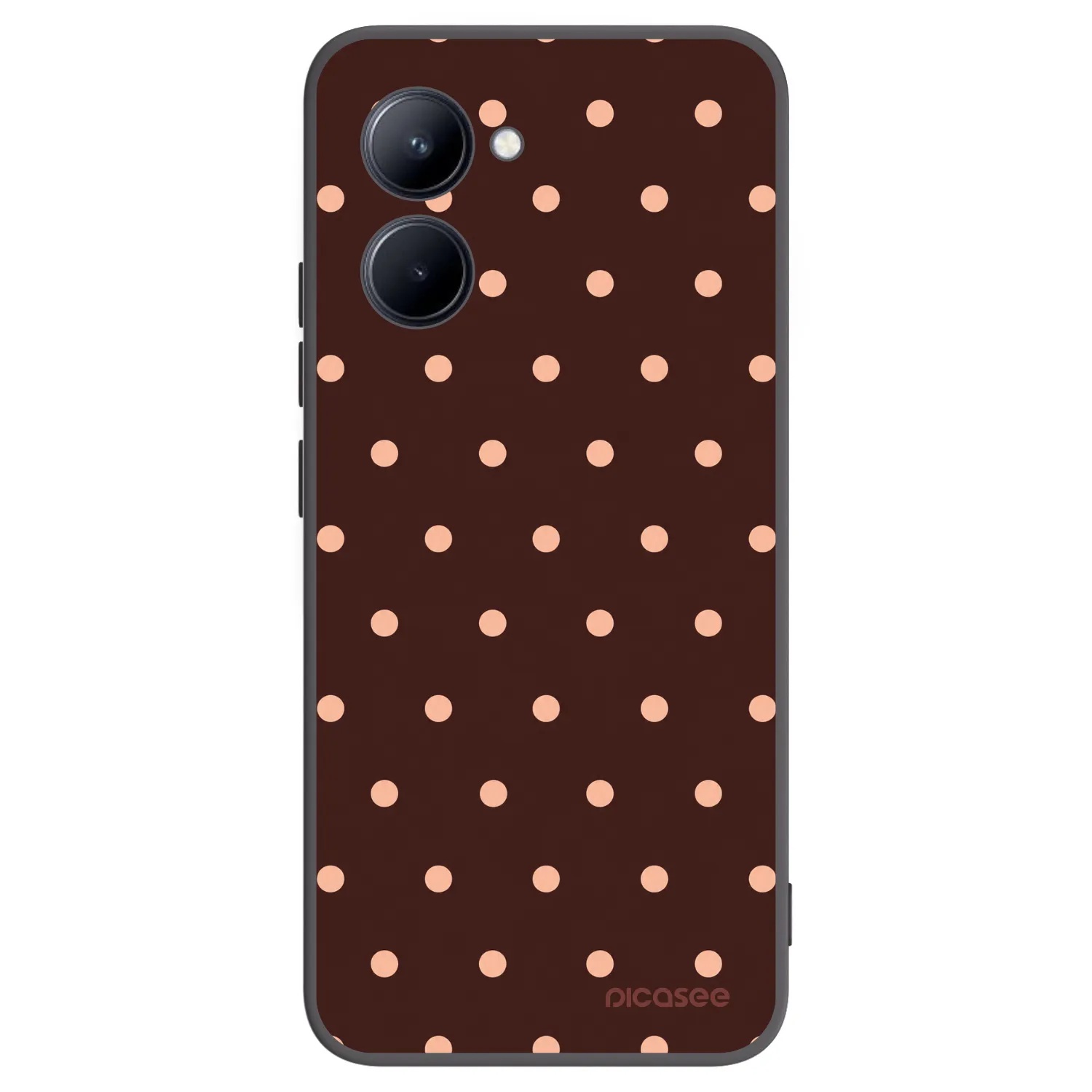 Picasee Μαύρη θήκη σιλικόνης για Realme C33 (2023) - Peach Dots & Chocolate