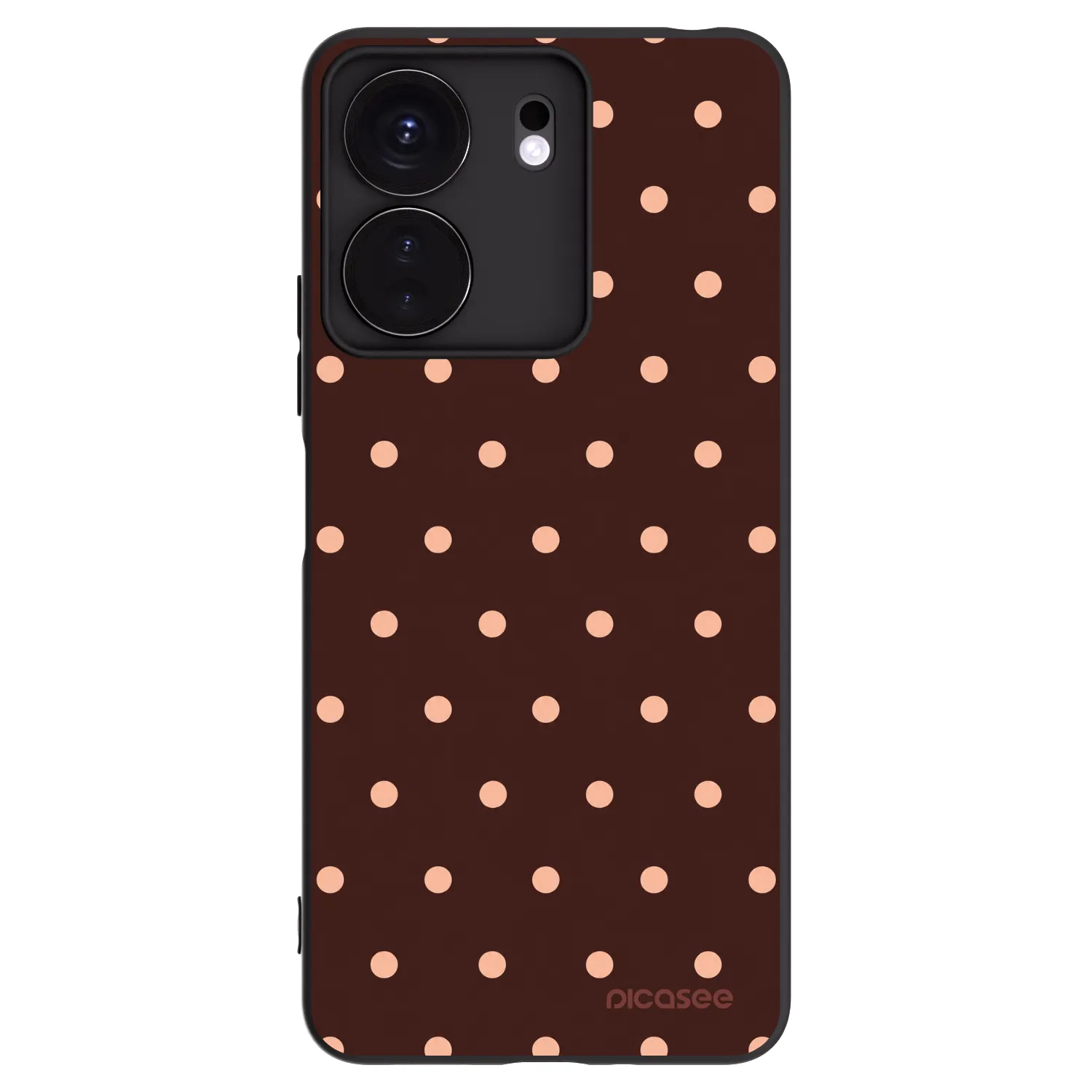 Picasee Μαύρη θήκη σιλικόνης για Xiaomi Redmi 13C 4G - Peach Dots & Chocolate