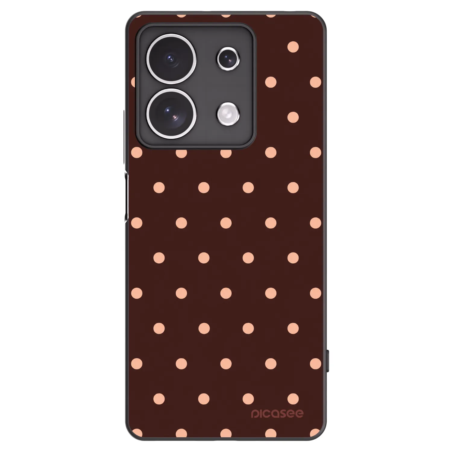 Picasee Μαύρη θήκη σιλικόνης για Xiaomi Redmi Note 13 4G - Peach Dots & Chocolate