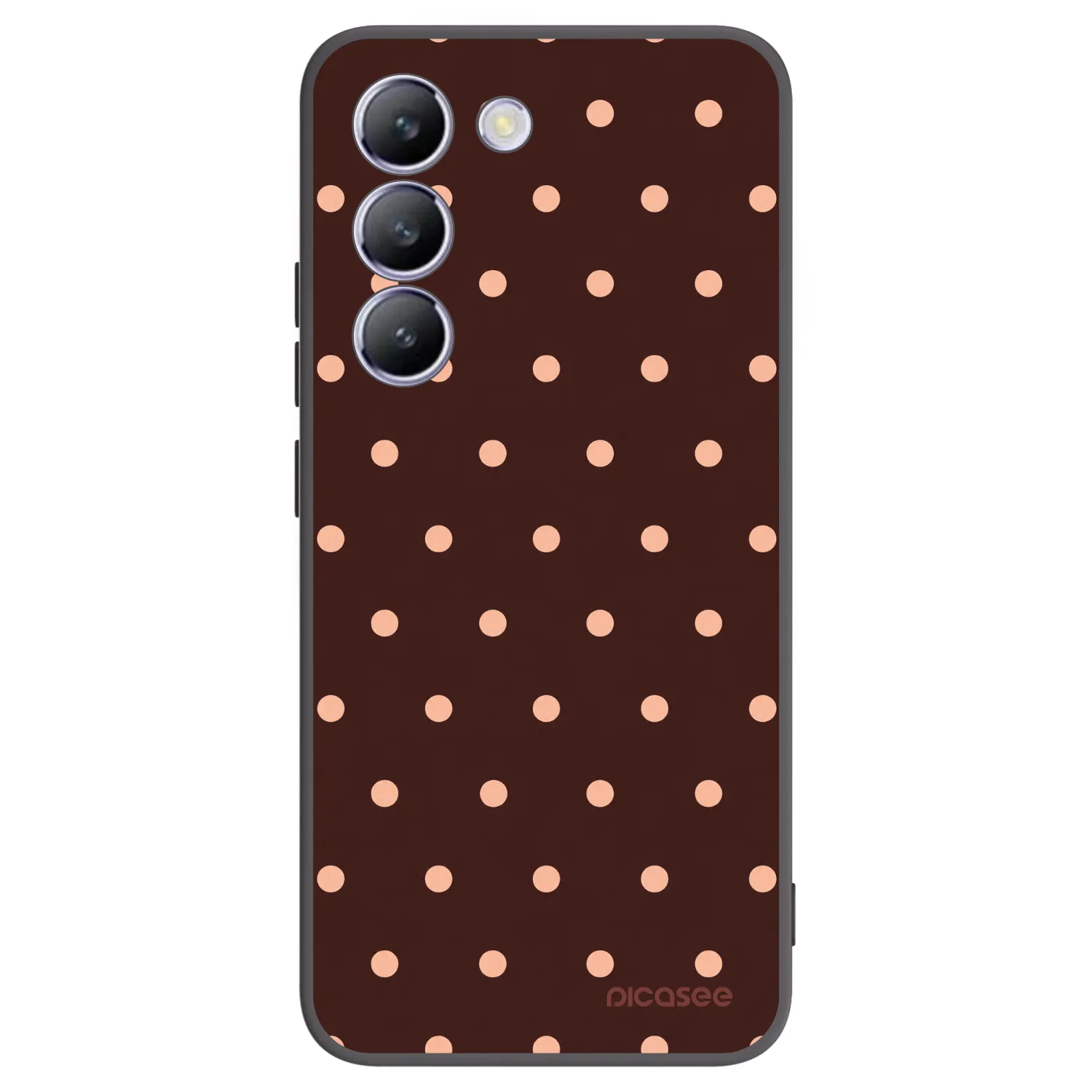 Picasee Μαύρη θήκη σιλικόνης για Vivo V40 SE 5G - Peach Dots & Chocolate
