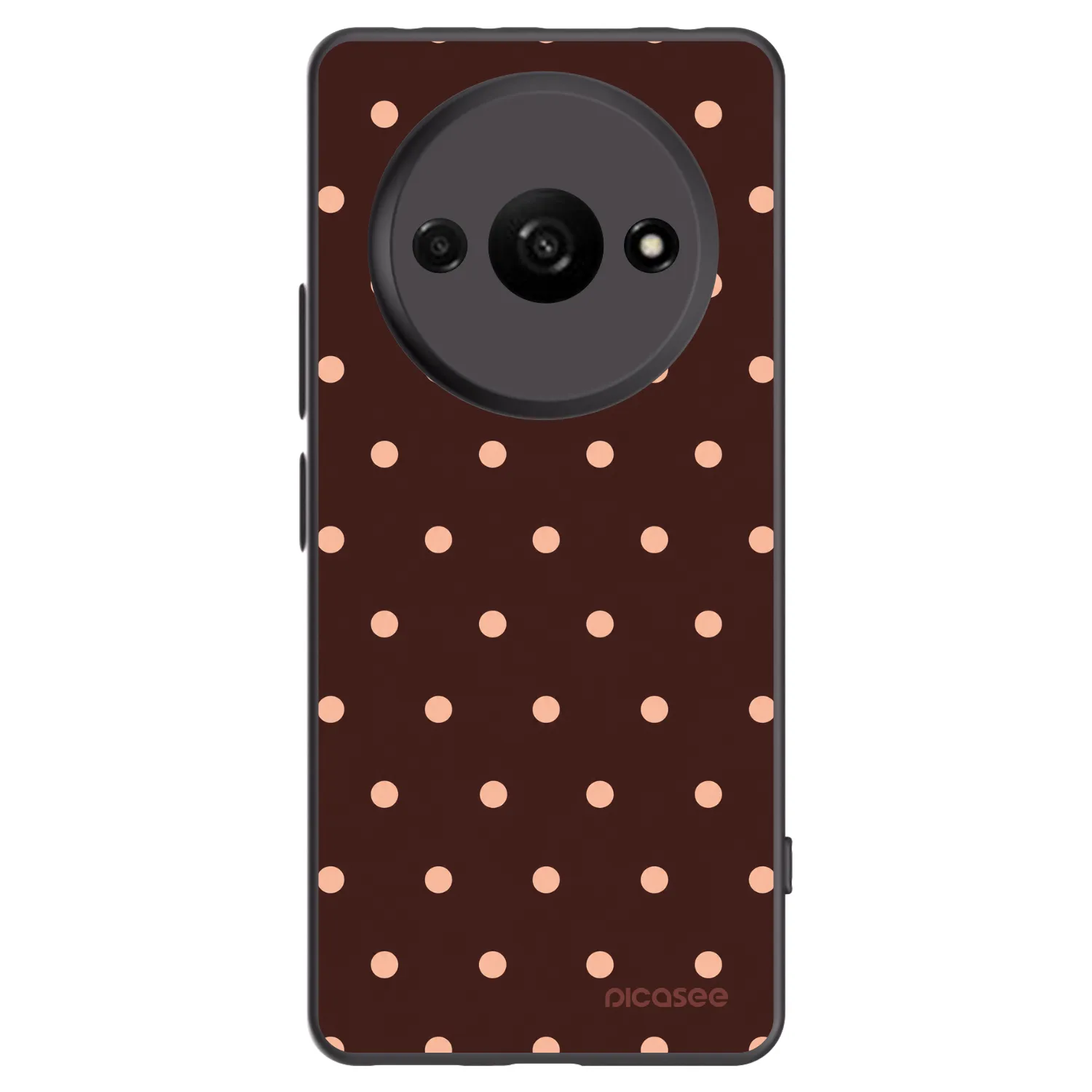 Picasee Μαύρη θήκη σιλικόνης για Xiaomi Redmi A3 - Peach Dots & Chocolate