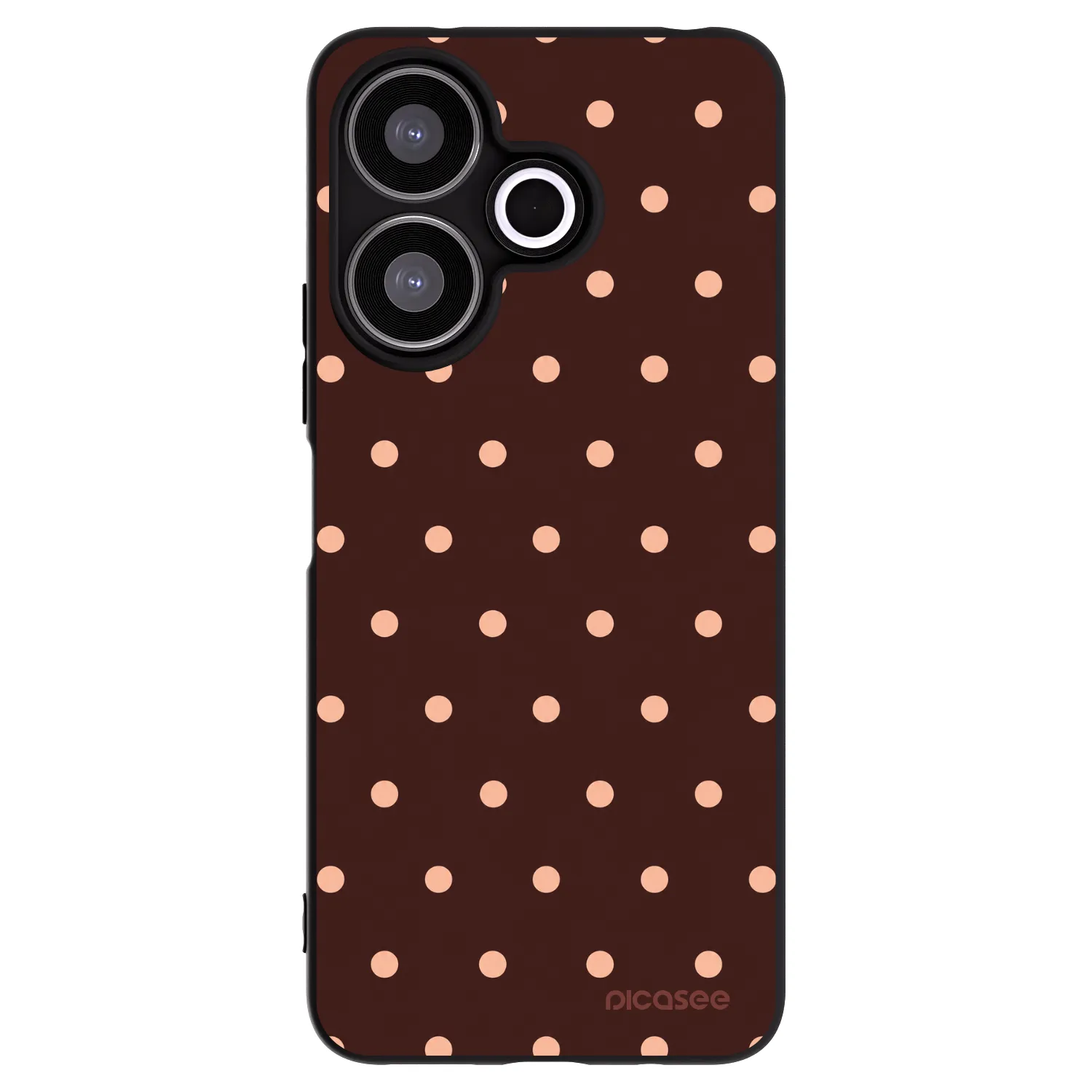 Picasee Μαύρη θήκη σιλικόνης για Xiaomi Redmi 13 4G - Peach Dots & Chocolate