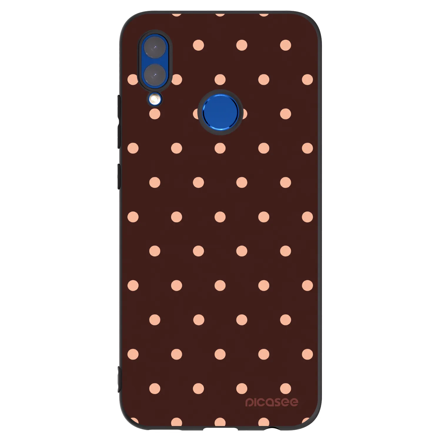Picasee Μαύρη θήκη σιλικόνης για Huawei P Smart 2019 - Peach Dots & Chocolate