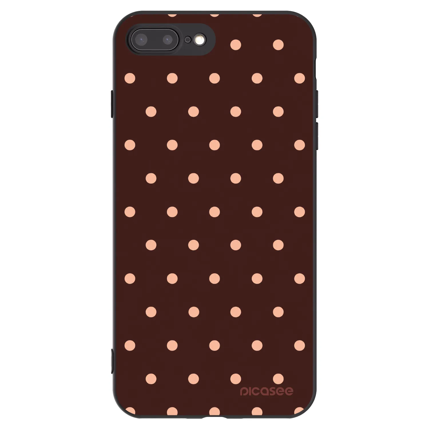 Picasee Μαύρη θήκη σιλικόνης για Apple iPhone 8 Plus - Peach Dots & Chocolate