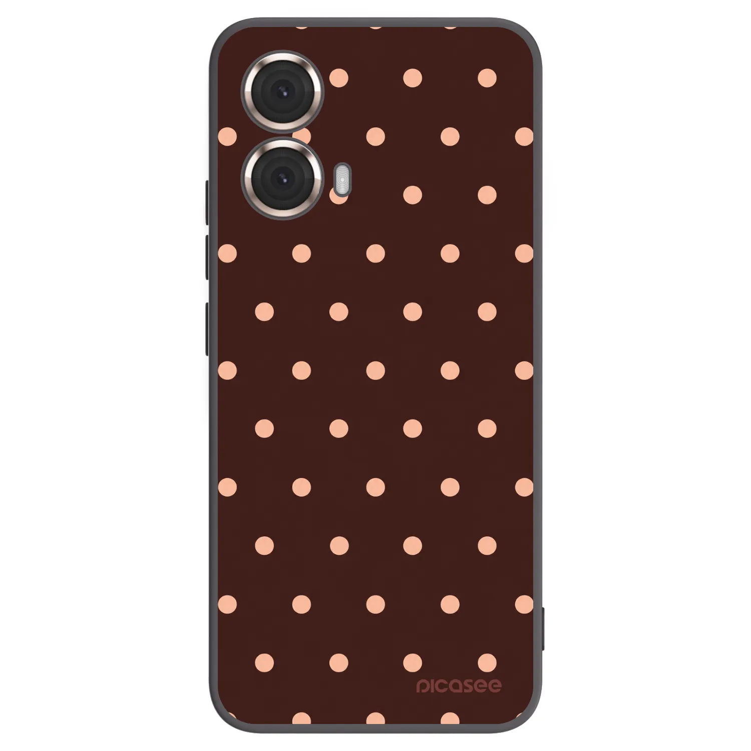 Picasee Μαύρη θήκη σιλικόνης για Motorola Moto G85 - Peach Dots & Chocolate