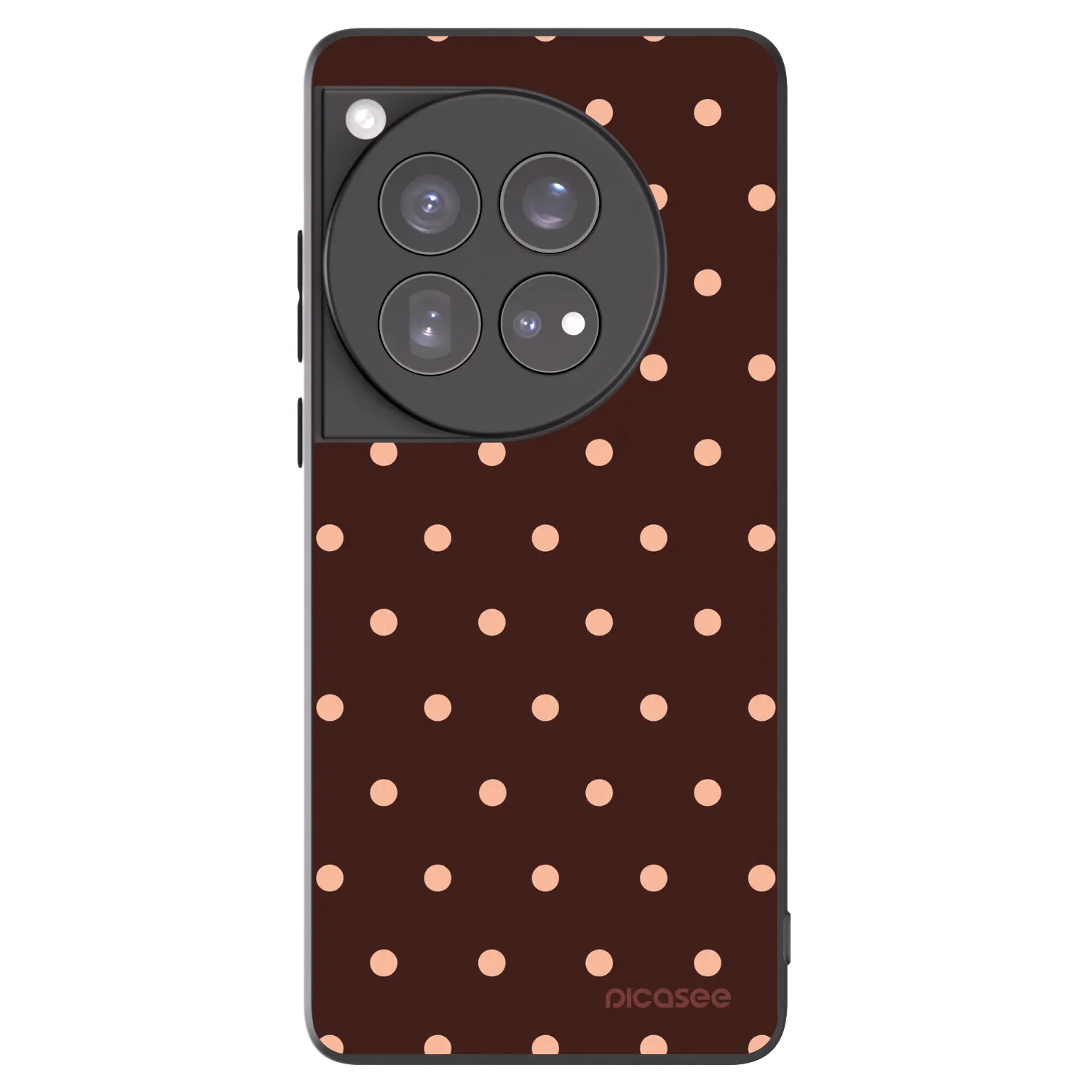 Picasee Μαύρη θήκη σιλικόνης για OnePlus 12 5G - Peach Dots & Chocolate