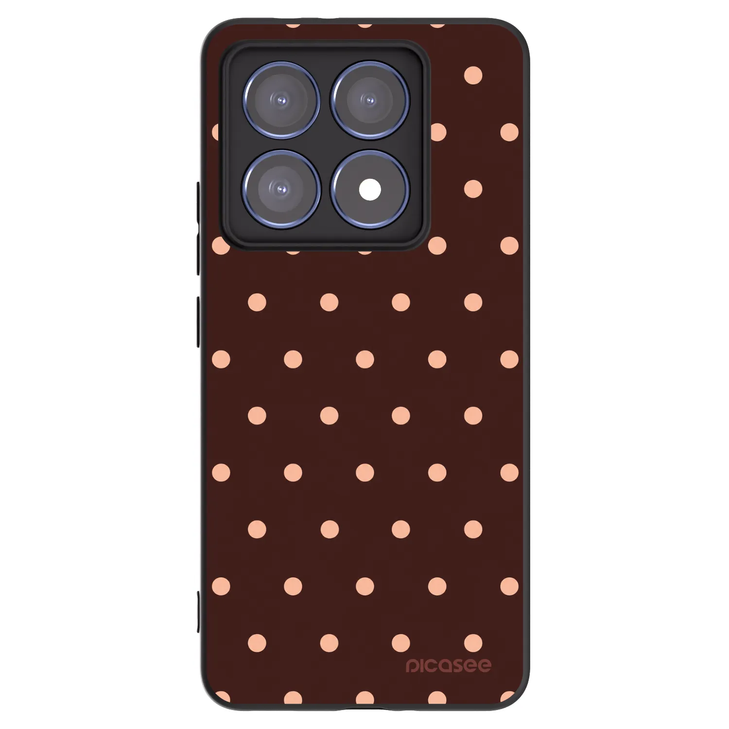 Picasee Μαύρη θήκη σιλικόνης για Xiaomi 14T Pro - Peach Dots & Chocolate