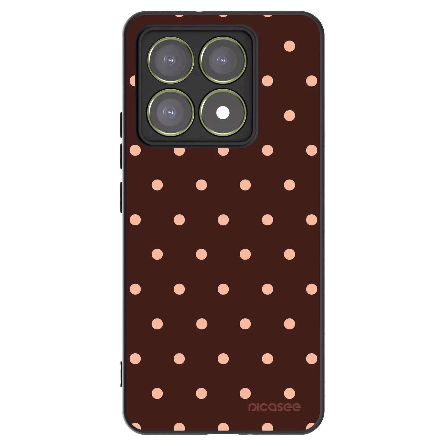 Picasee Μαύρη θήκη σιλικόνης για Xiaomi 14T - Peach Dots & Chocolate