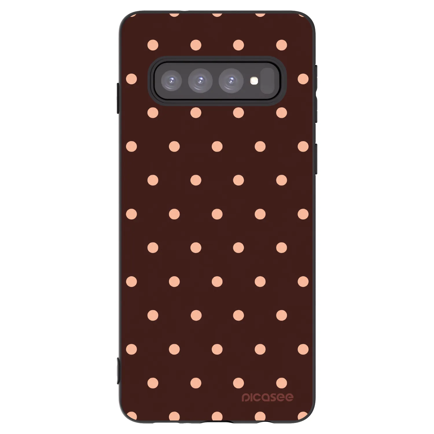 Picasee Μαύρη θήκη σιλικόνης για Samsung Galaxy S10 G973 - Peach Dots & Chocolate