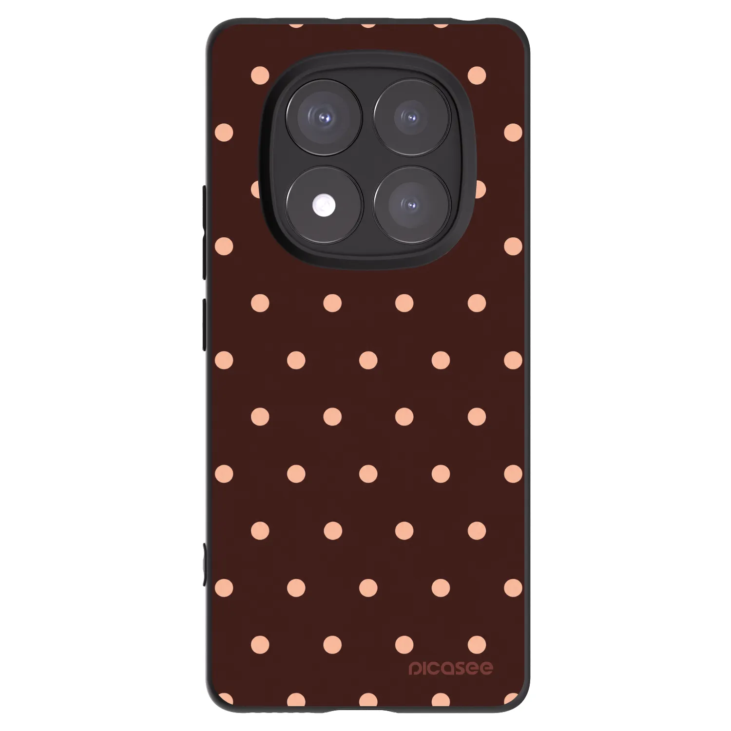 Picasee Μαύρη θήκη σιλικόνης για Xiaomi Redmi Note 14 Pro+ 5G - Peach Dots & Chocolate