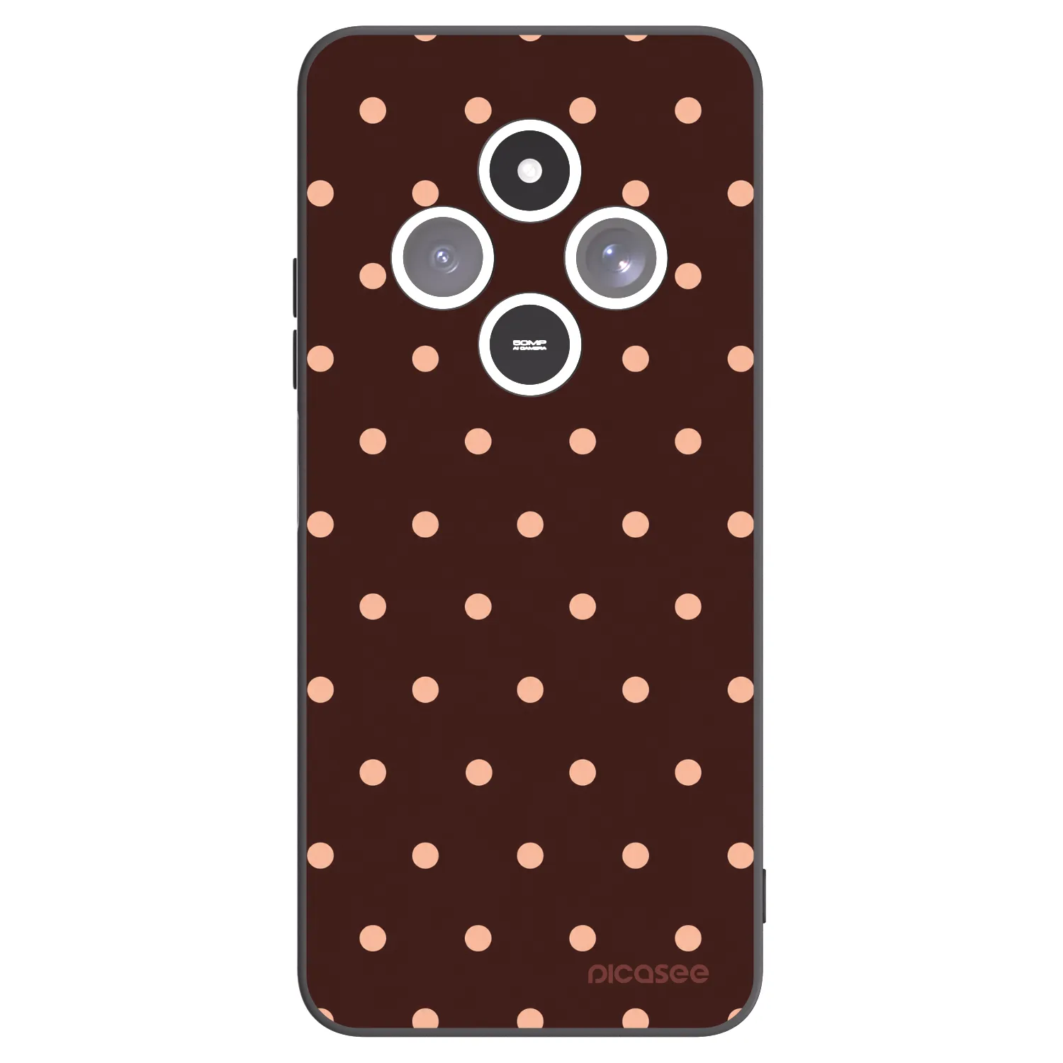 Picasee Μαύρη θήκη σιλικόνης για Xiaomi Redmi 14C - Peach Dots & Chocolate