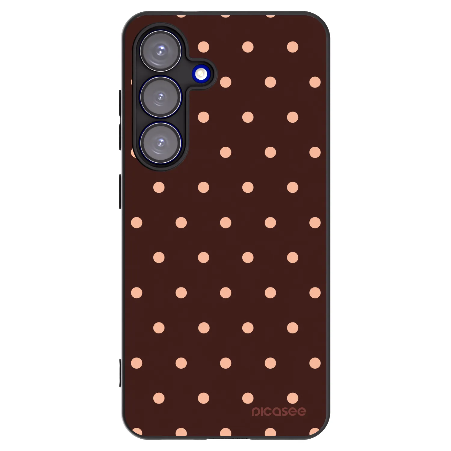 Picasee Μαύρη θήκη σιλικόνης για Samsung Galaxy S25 5G - Peach Dots & Chocolate
