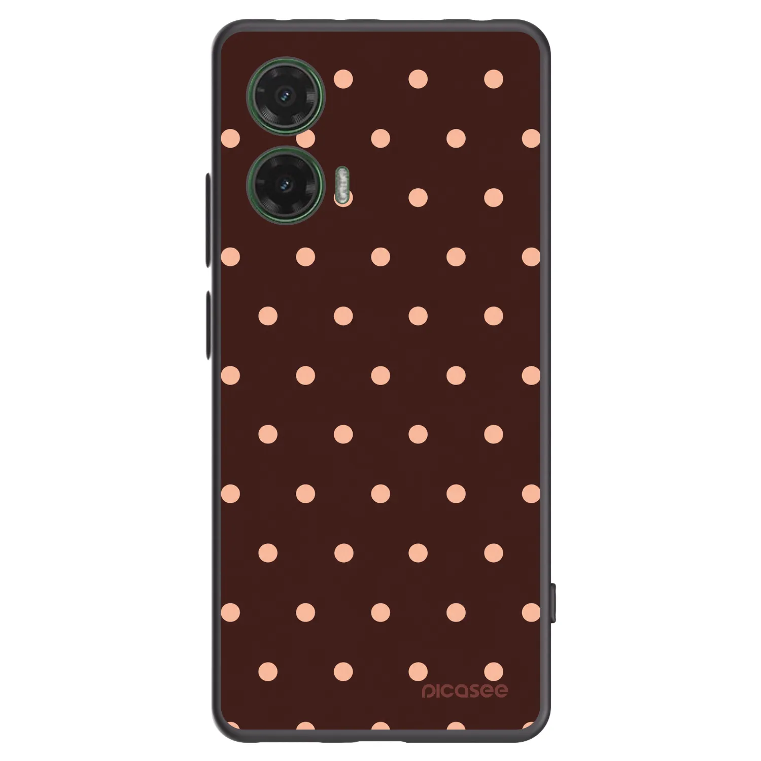 Picasee Μαύρη θήκη σιλικόνης για Motorola Moto G35 5G - Peach Dots & Chocolate