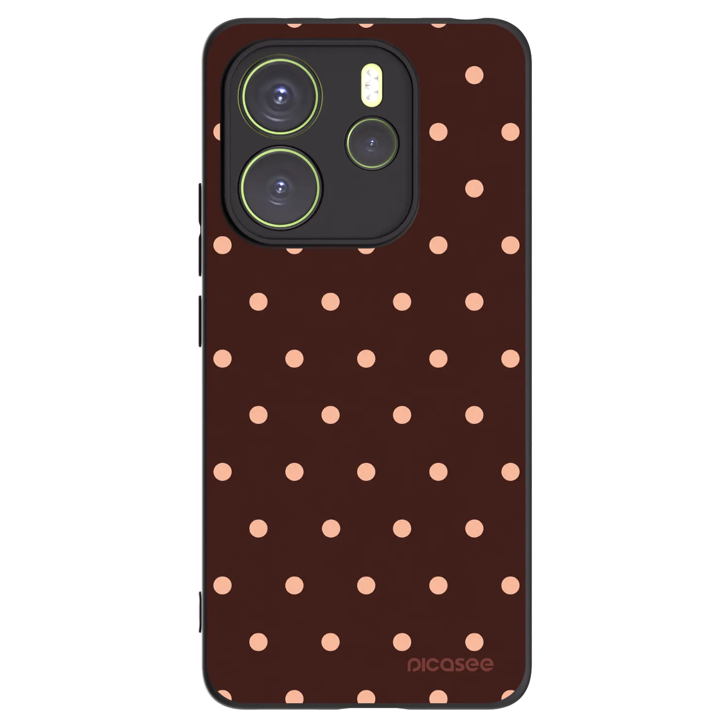 Picasee Μαύρη θήκη σιλικόνης για Xiaomi Redmi Note 14 4G - Peach Dots & Chocolate