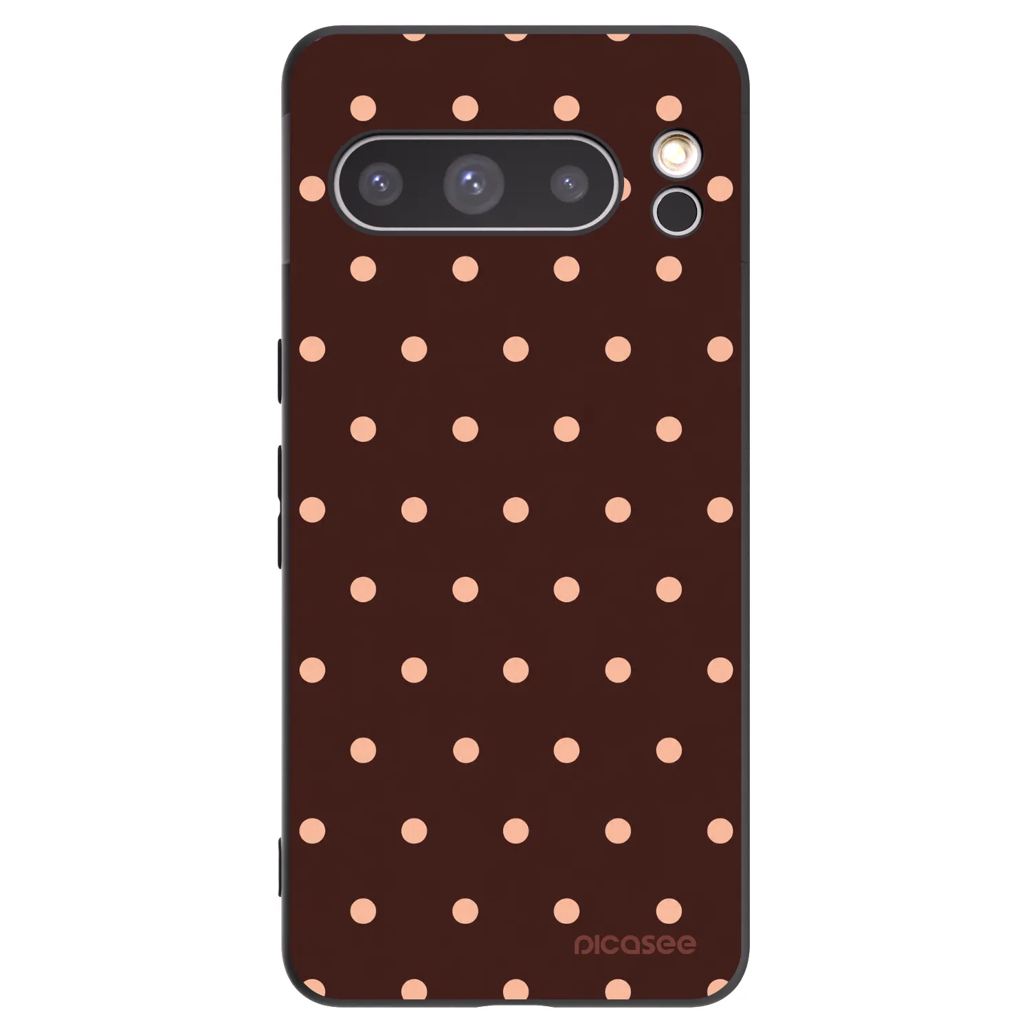Picasee Μαύρη θήκη σιλικόνης για Google Pixel 8 Pro - Peach Dots & Chocolate