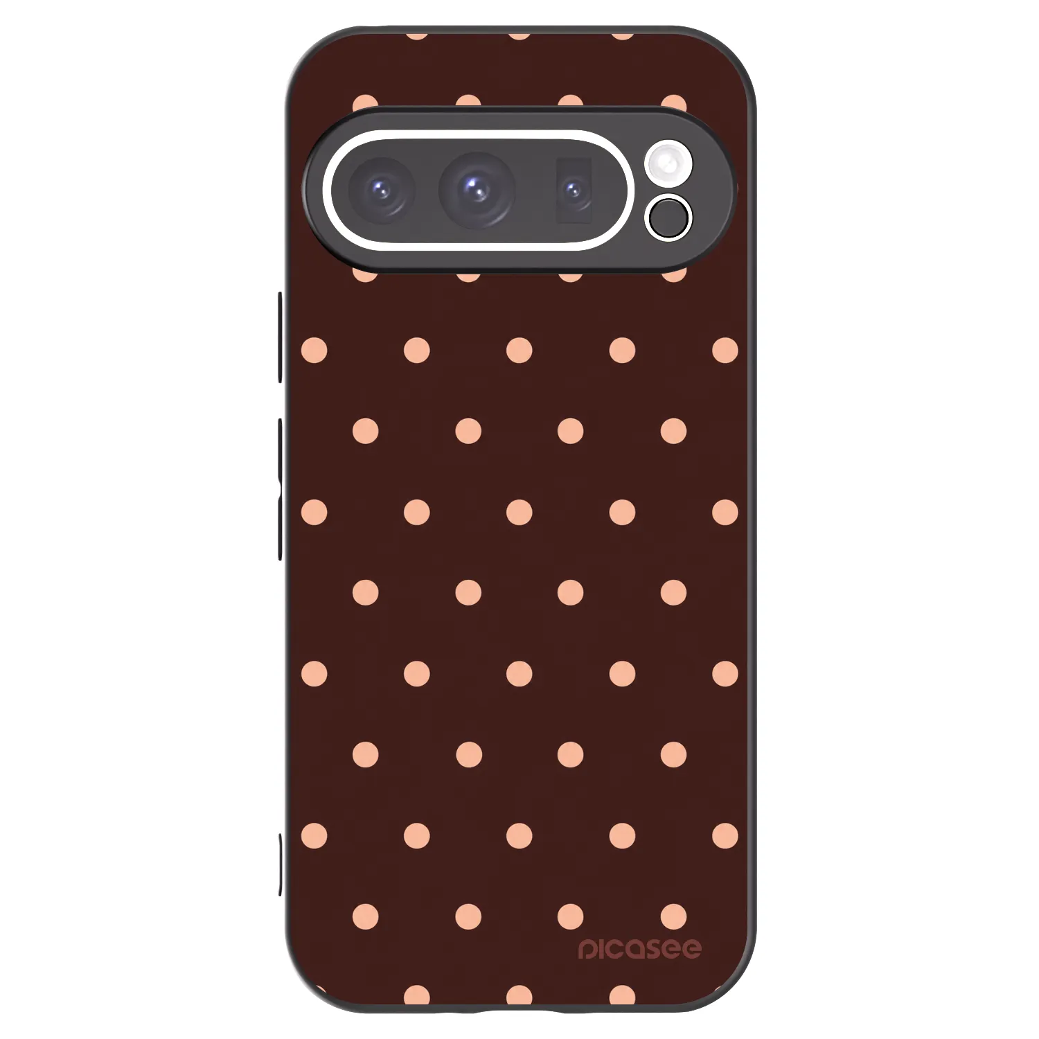 Picasee Μαύρη θήκη σιλικόνης για Google Pixel 9 Pro - Peach Dots & Chocolate