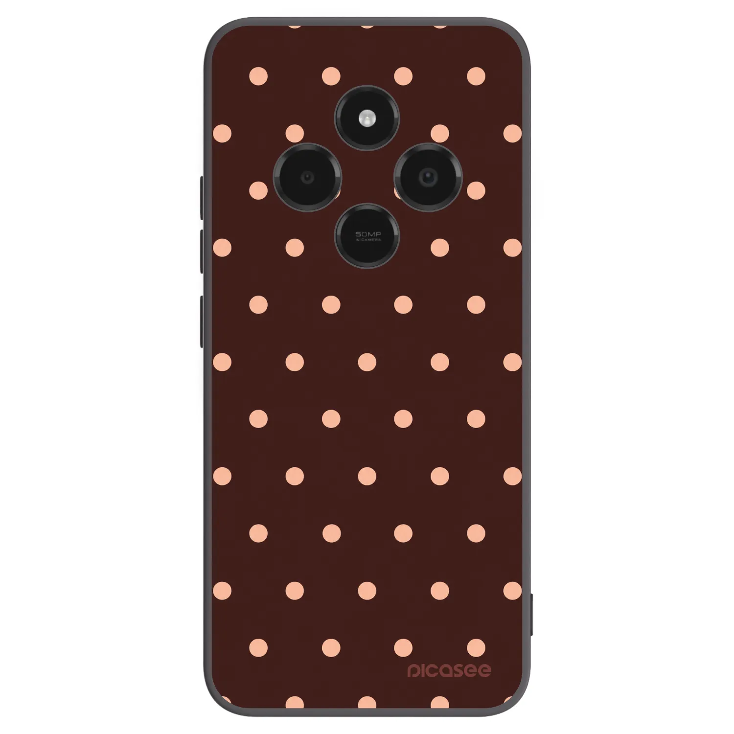 Picasee Μαύρη θήκη σιλικόνης για Xiaomi Poco C75 - Peach Dots & Chocolate