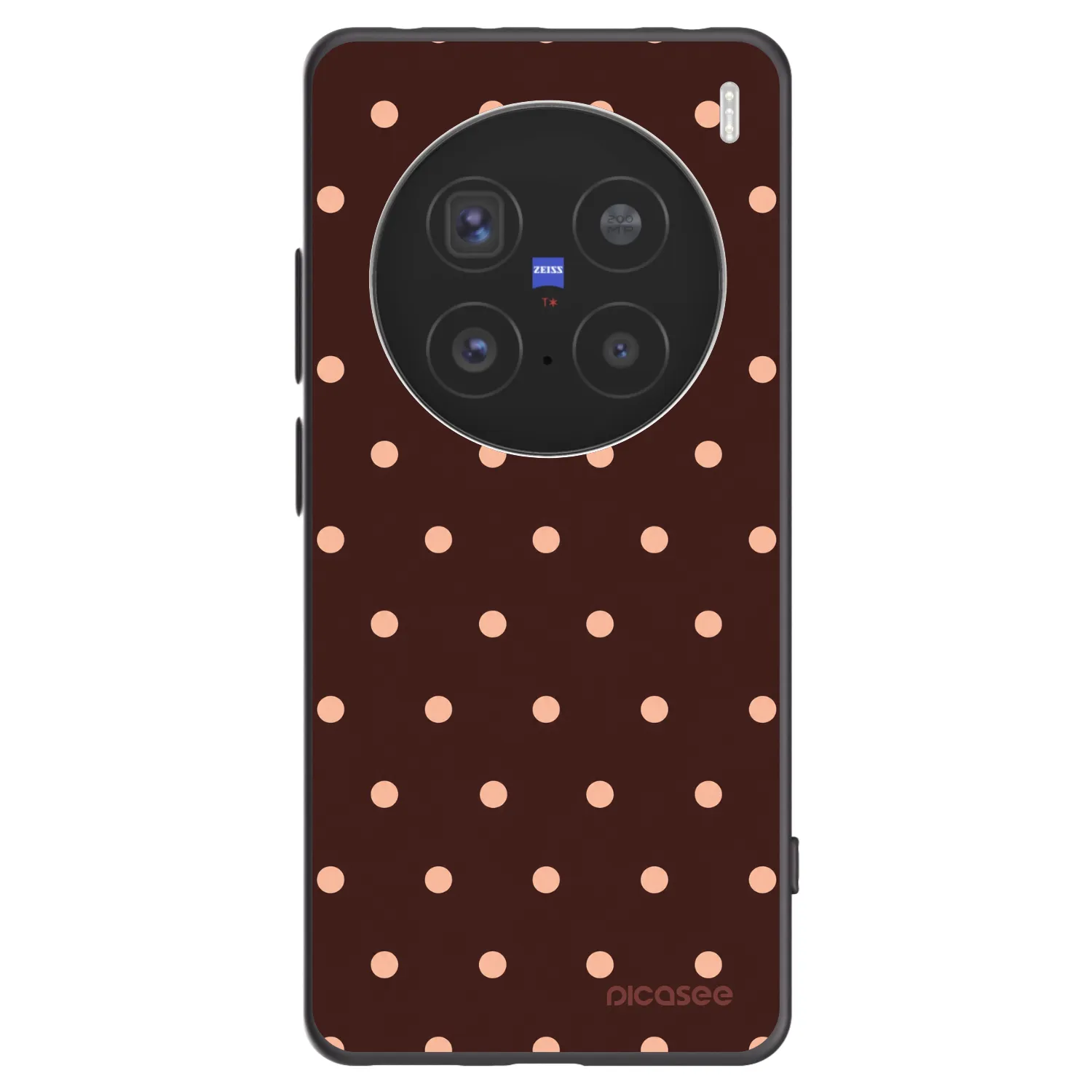 Picasee Μαύρη θήκη σιλικόνης για Vivo X200 Pro - Peach Dots & Chocolate